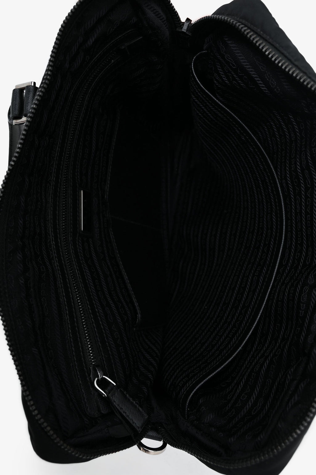 Prada Black Nylon Saffiano Leather Trim Briefcase