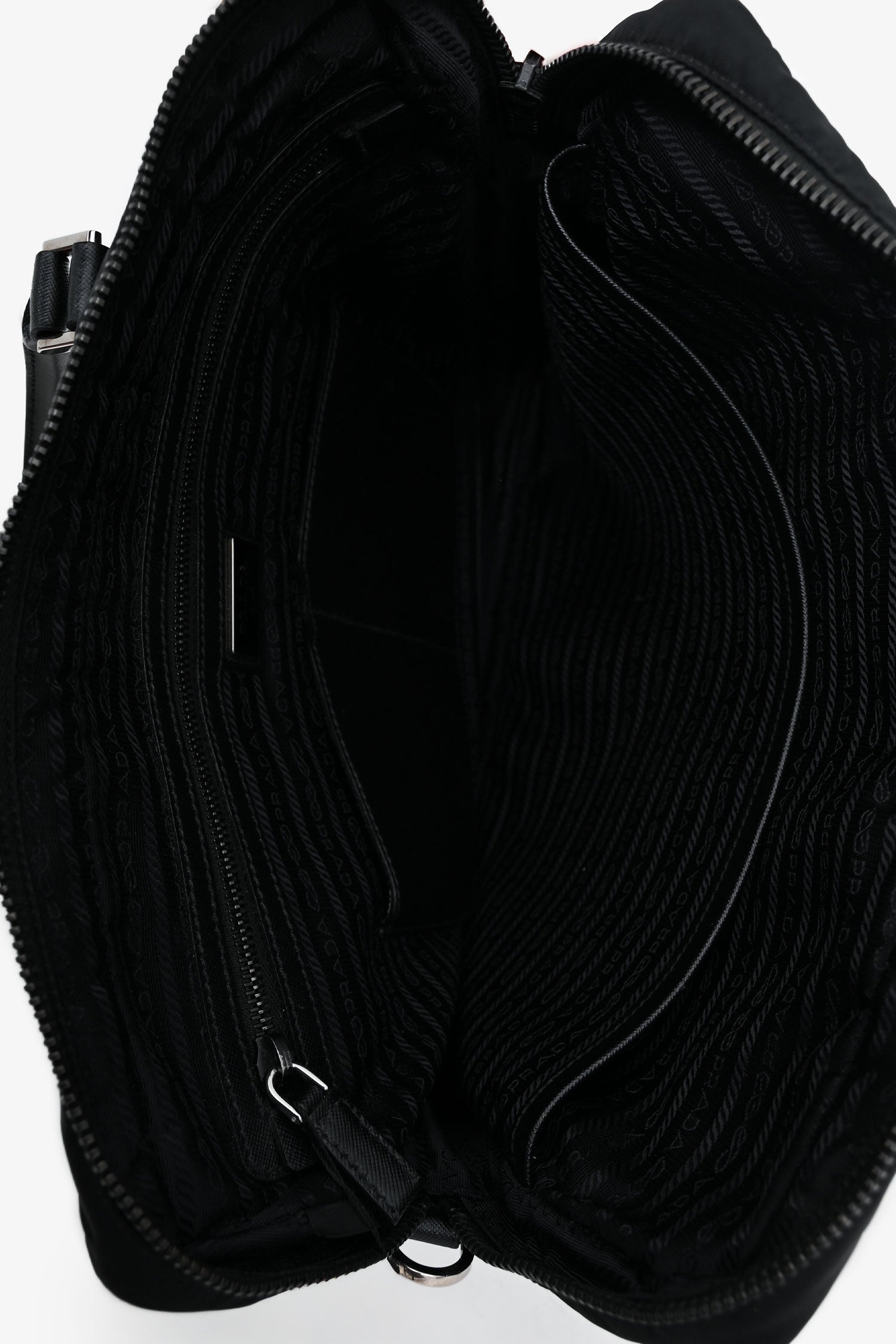 Prada Black Nylon Saffiano Leather Trim Briefcase