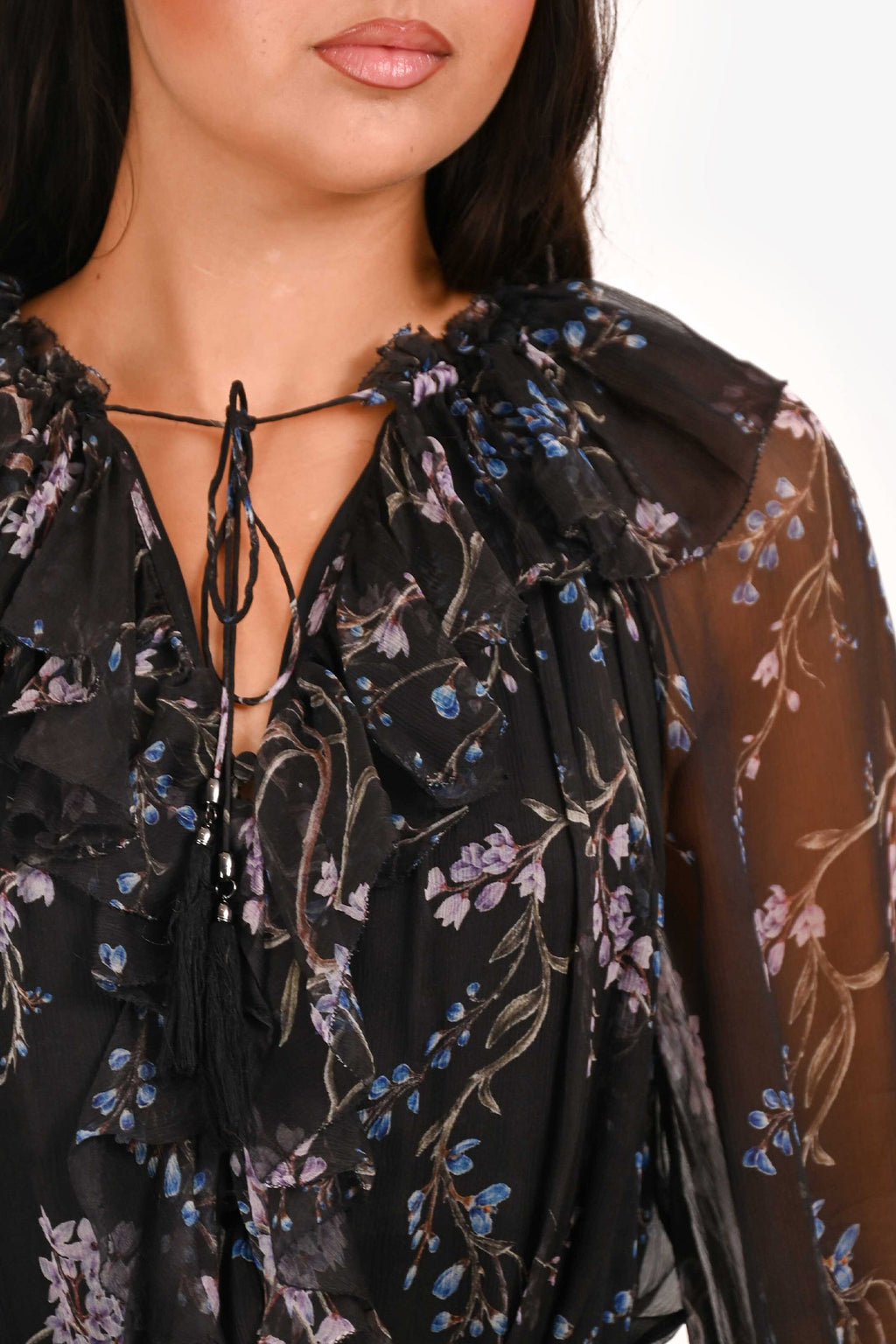 Zimmermann Black/Pink Silk Floral Belted Mini Dress Size 3