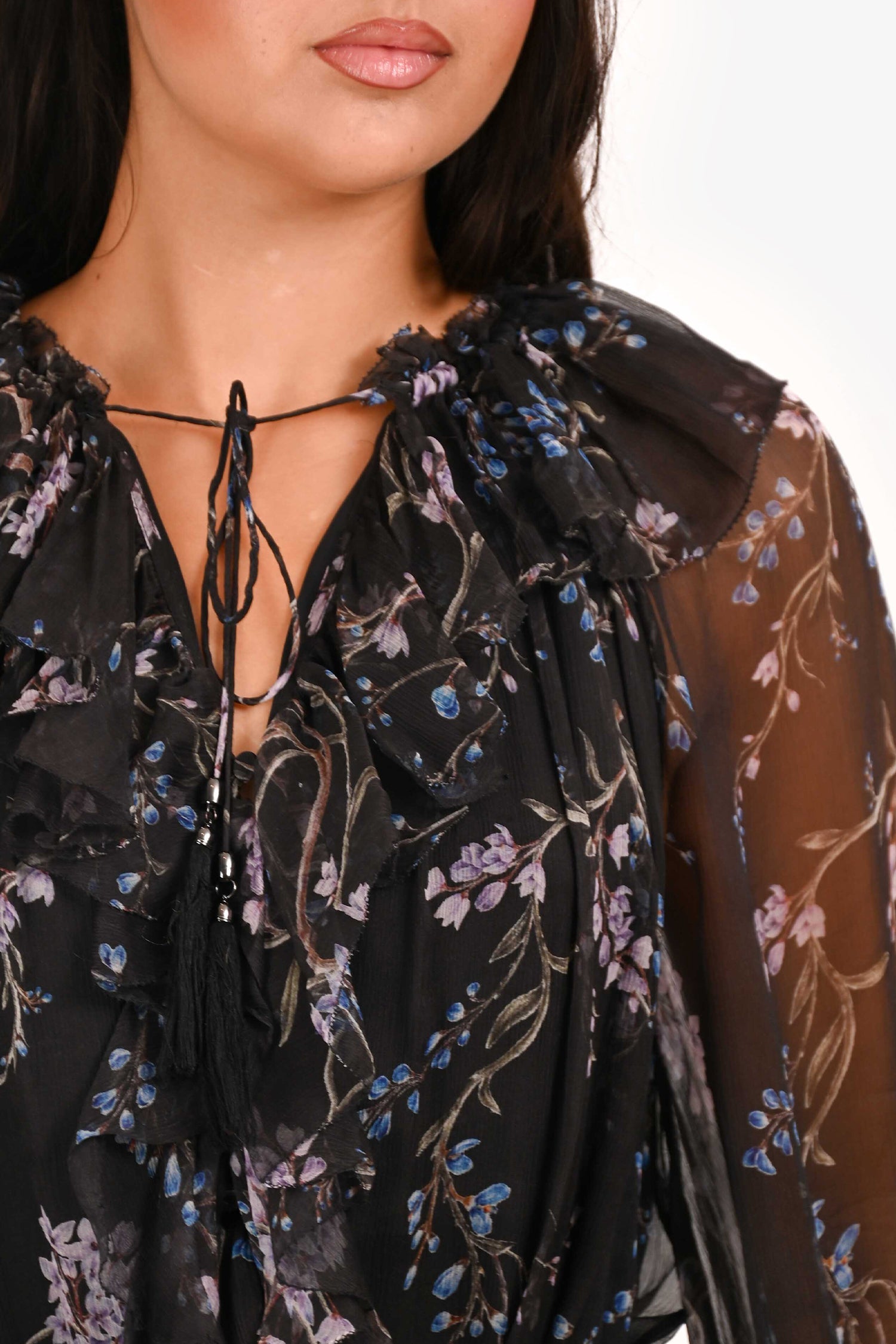 Zimmermann Black/Pink Silk Floral Belted Mini Dress Size 3
