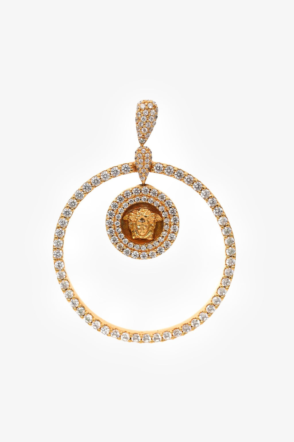 Versace Gold Tone Metal Crystal Embellished Ear Hoops