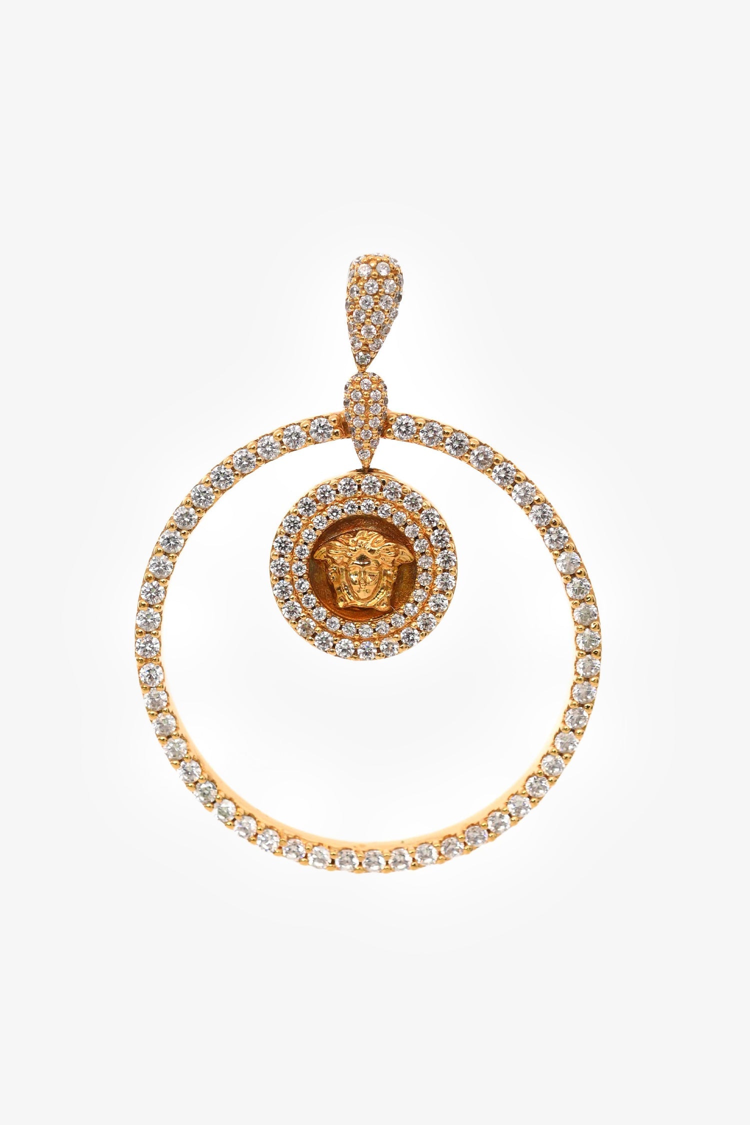 Versace Gold Tone Metal Crystal Embellished Ear Hoops