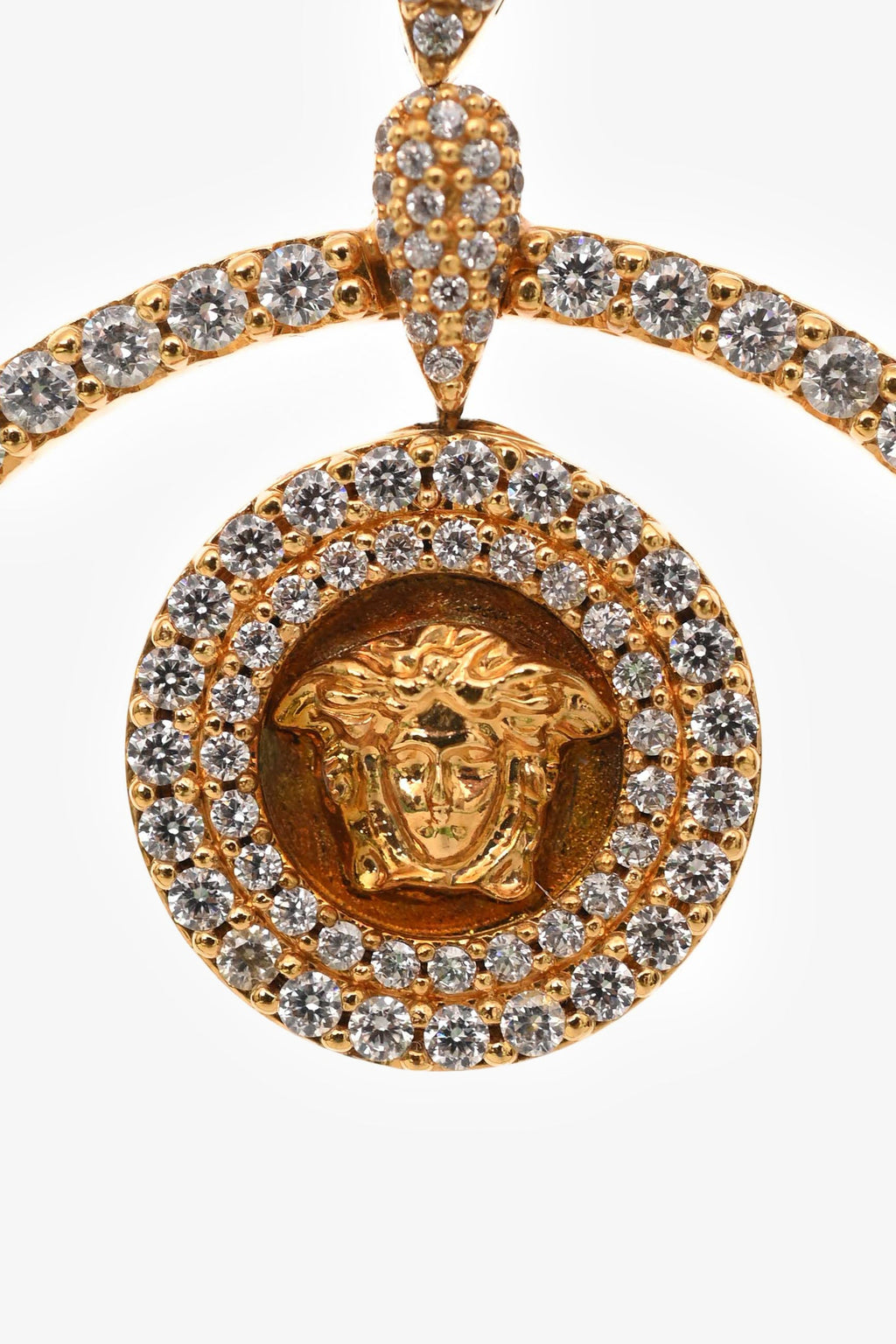 Versace Gold Tone Metal Crystal Embellished Ear Hoops