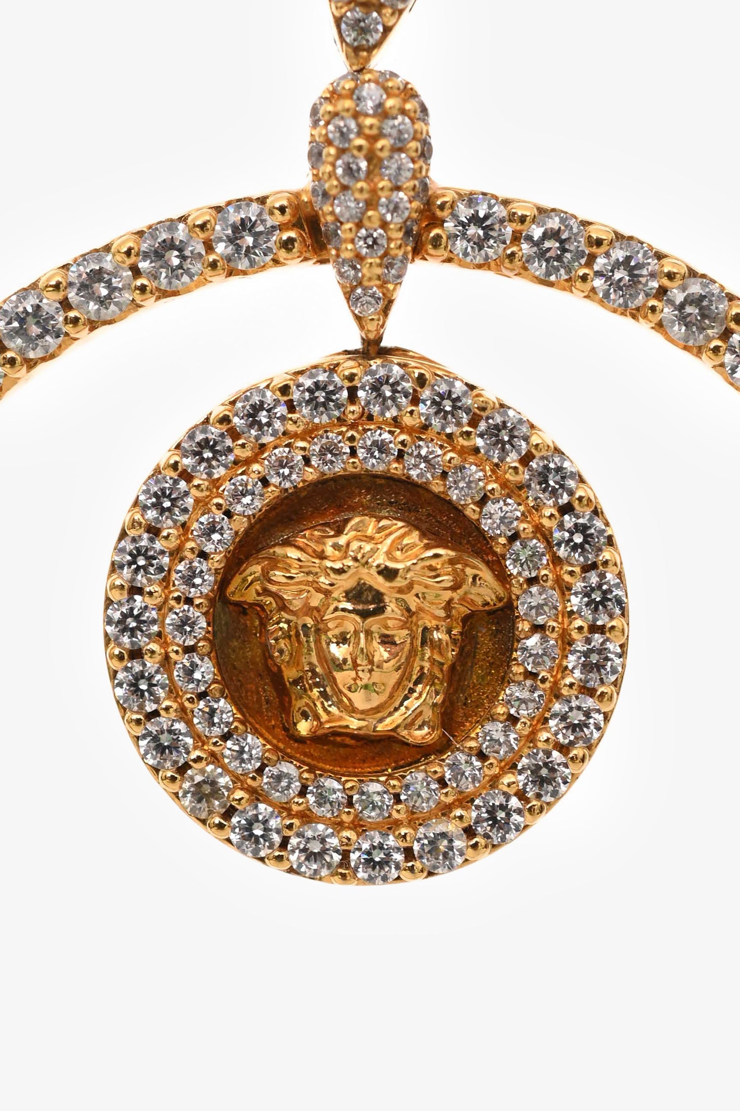 Versace Gold Tone Metal Crystal Embellished Ear Hoops