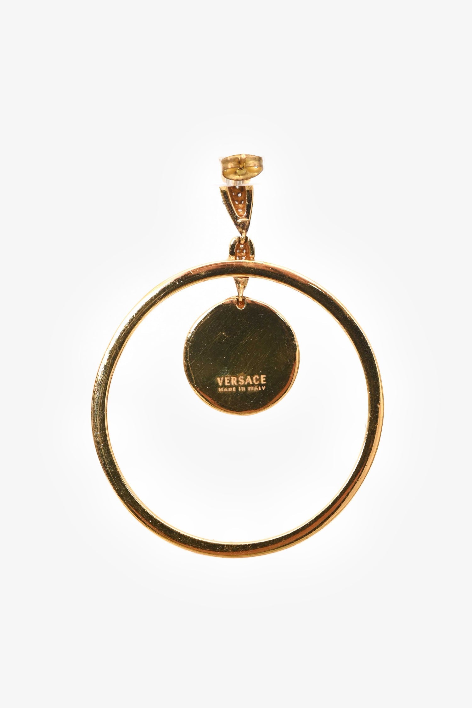 Versace Gold Tone Metal Crystal Embellished Ear Hoops