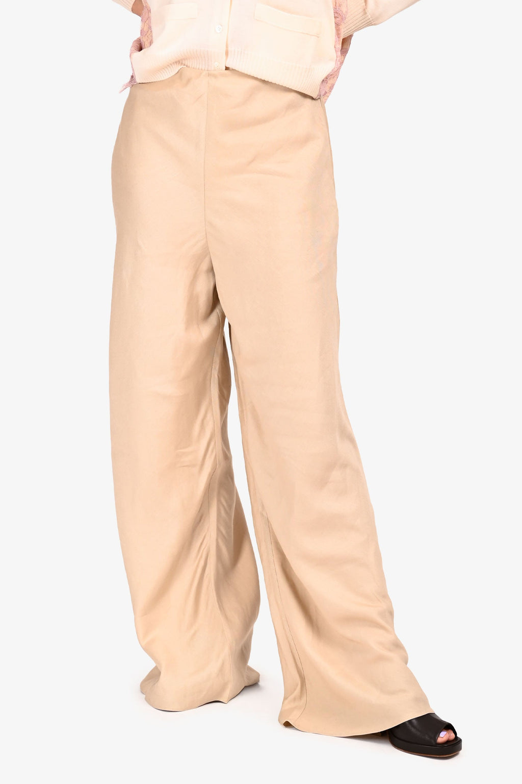 L'Academie Tan Wide Leg Trousers Size M