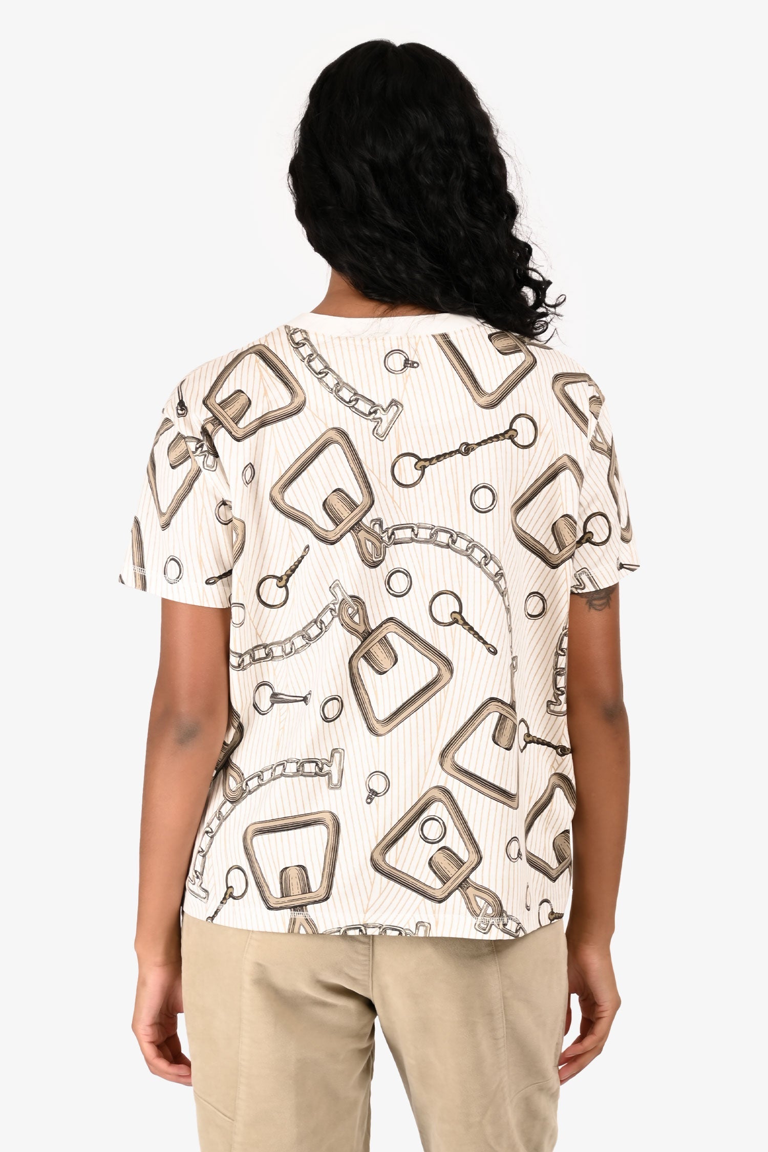 Hermès White Cotton 'L'effet Kaleidoscope' Boxy T-Shirt Size 34