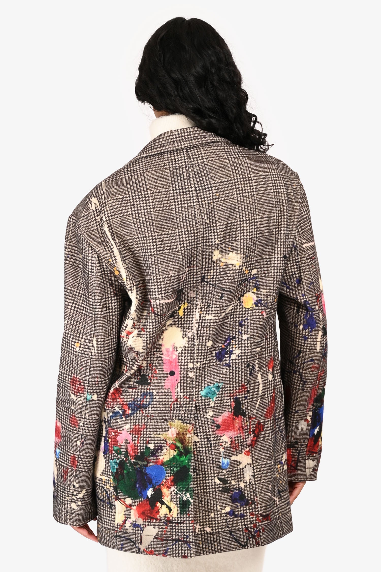R13 Brown/Multicolour Tweed Paint Splatter Wool Blazer Size XS