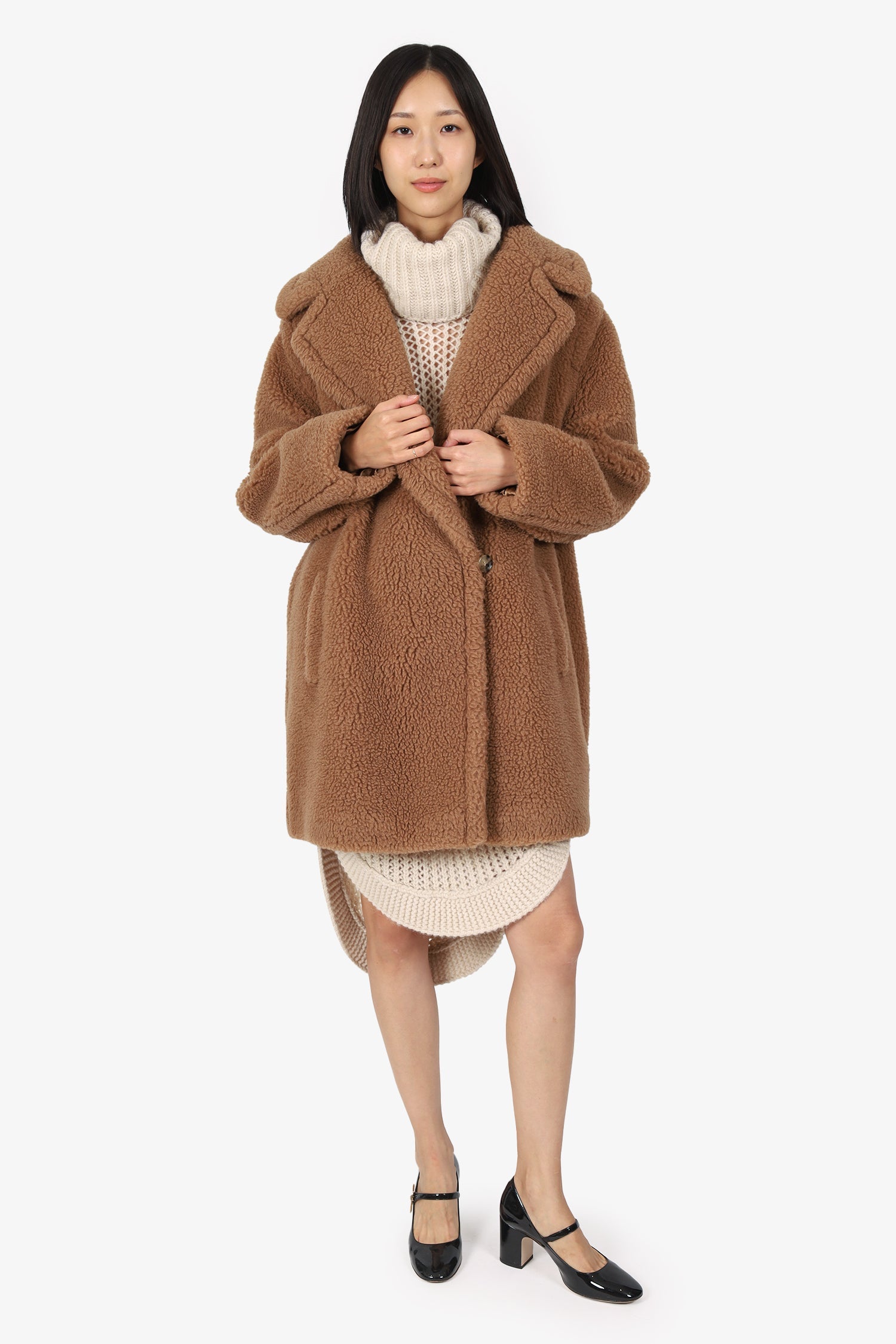 Max Mara Brown Alpaca "Teddy" Coat Size 12