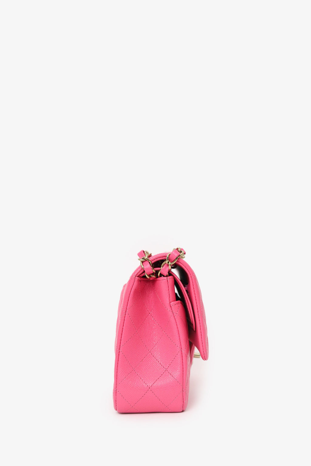 Pre-Loved Chanel™ Pink Caviar Leather Medium Classic Double Flap Shoulder Bag