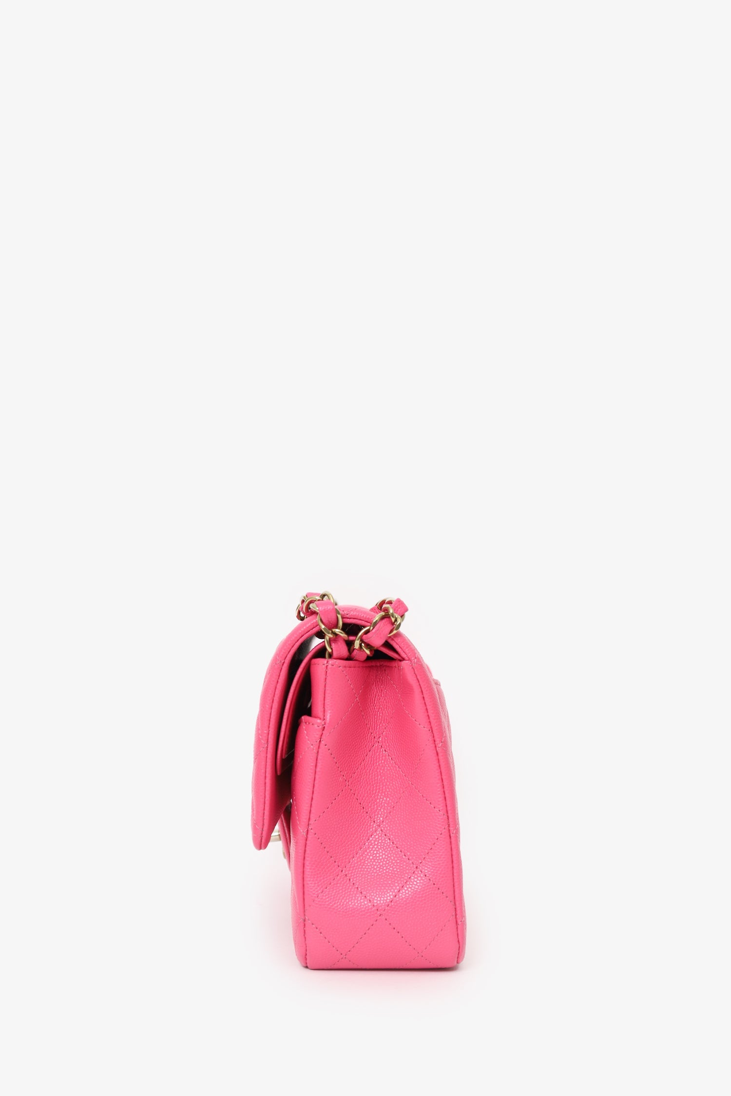 Pre-Loved Chanel™ Pink Caviar Leather Medium Classic Double Flap Shoulder Bag