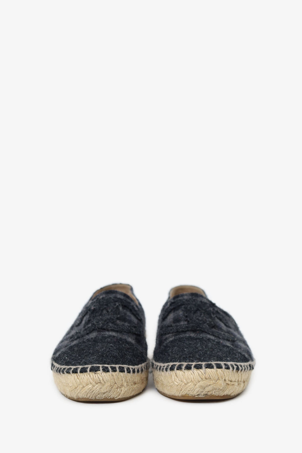 Pre-Loved Chanel™ Grey Wool Plaid CC Logo Espadrilles Size 41