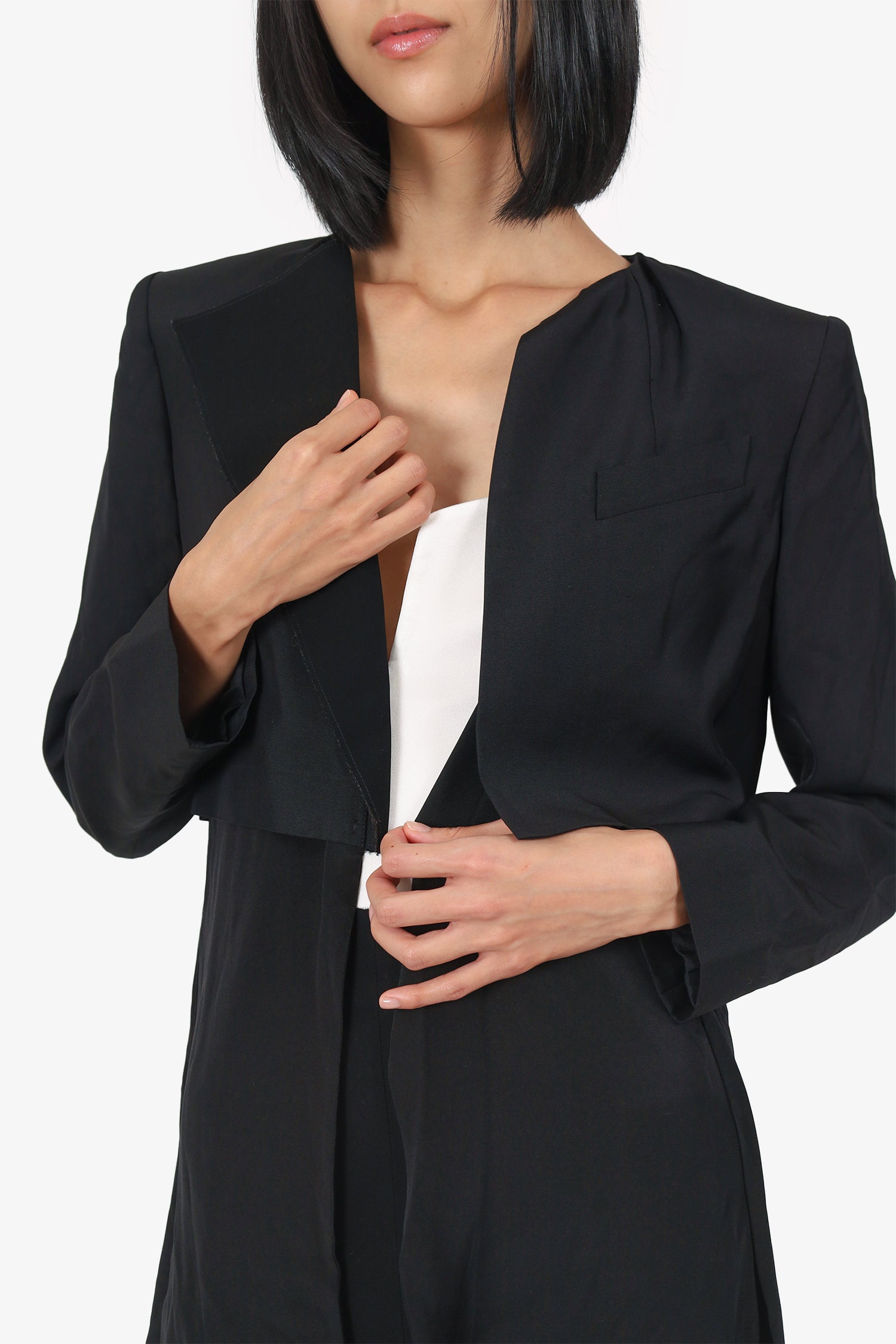 Sportmax Black Silk Layered Blazer Size 4