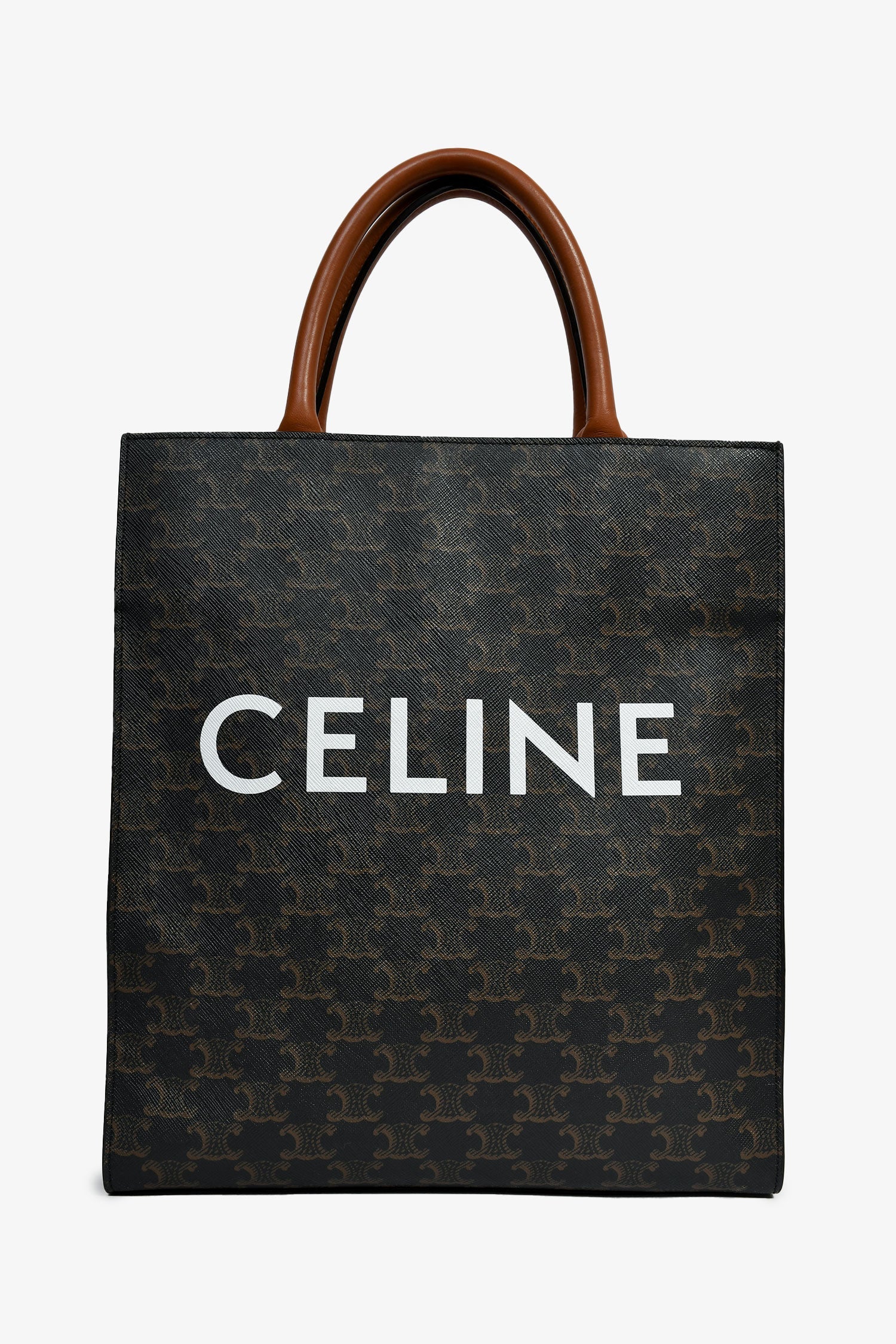 Celine Brown Triomphe Canvas Small Vertical Tote