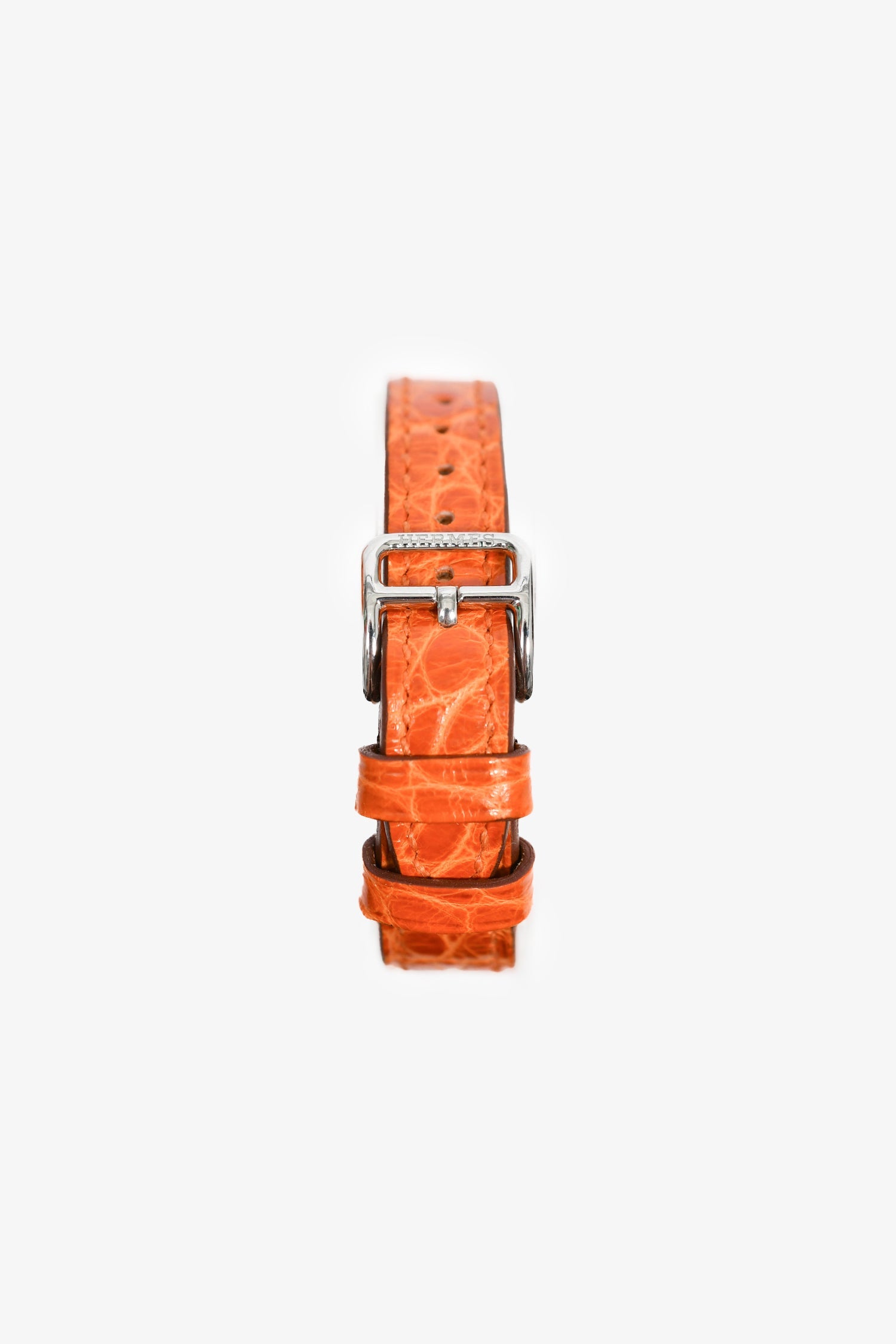 Hermès 2018 Orange Alligator Stainless Steel H Heure Watch