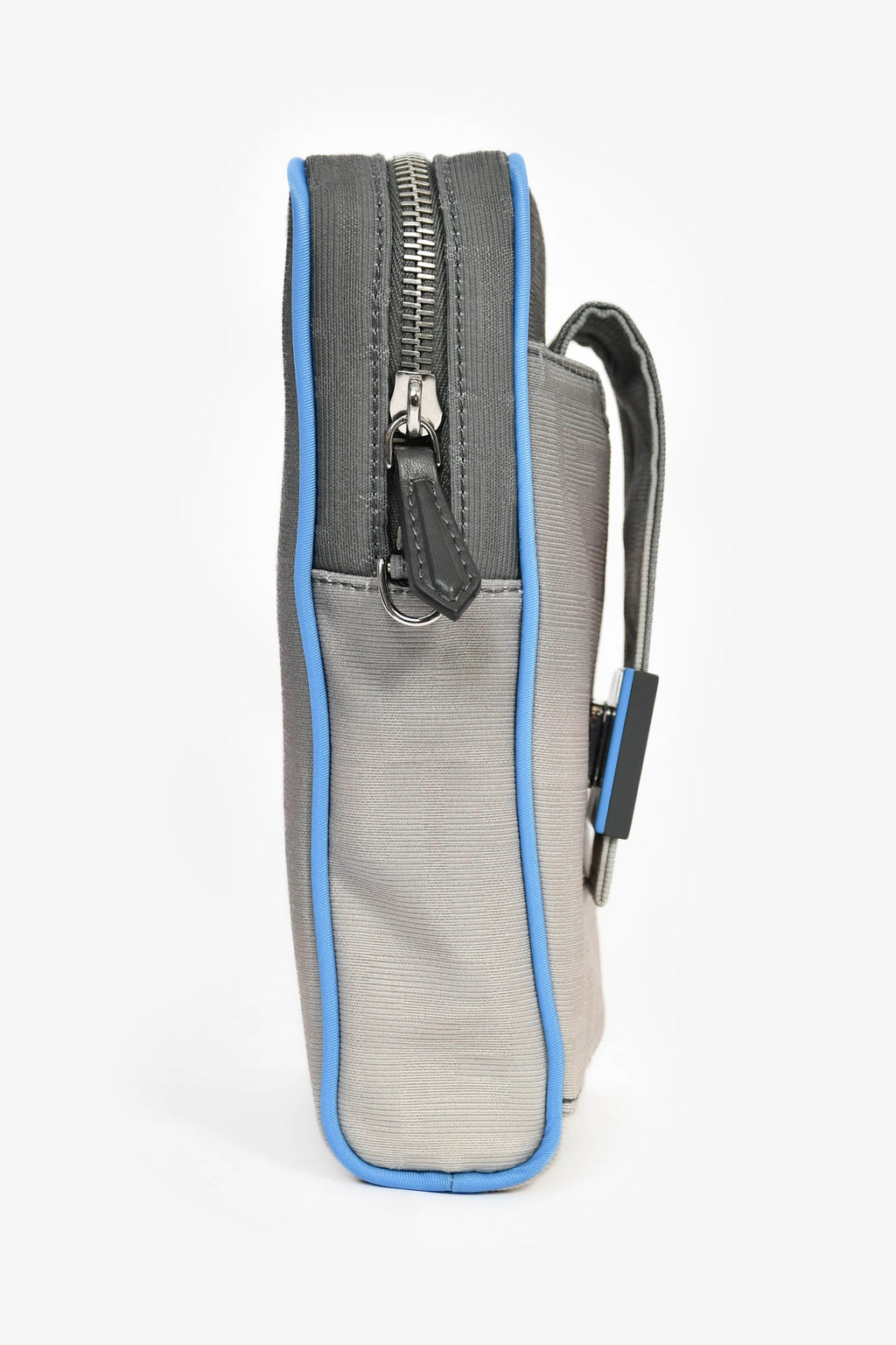 Fendi Grey Ombre Canvas Blue Trim Vertical Crossbody