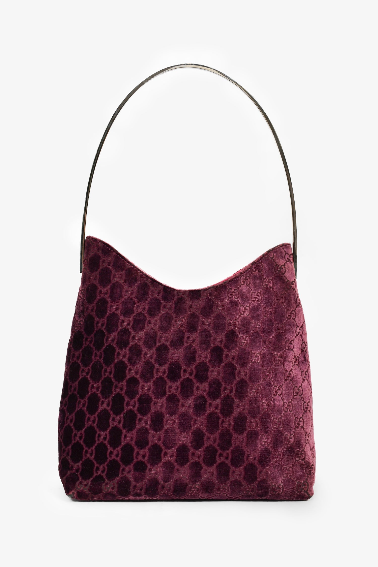 Gucci by Tom Ford 1997 Purple Velvet GG Monogram Shoulder Bag