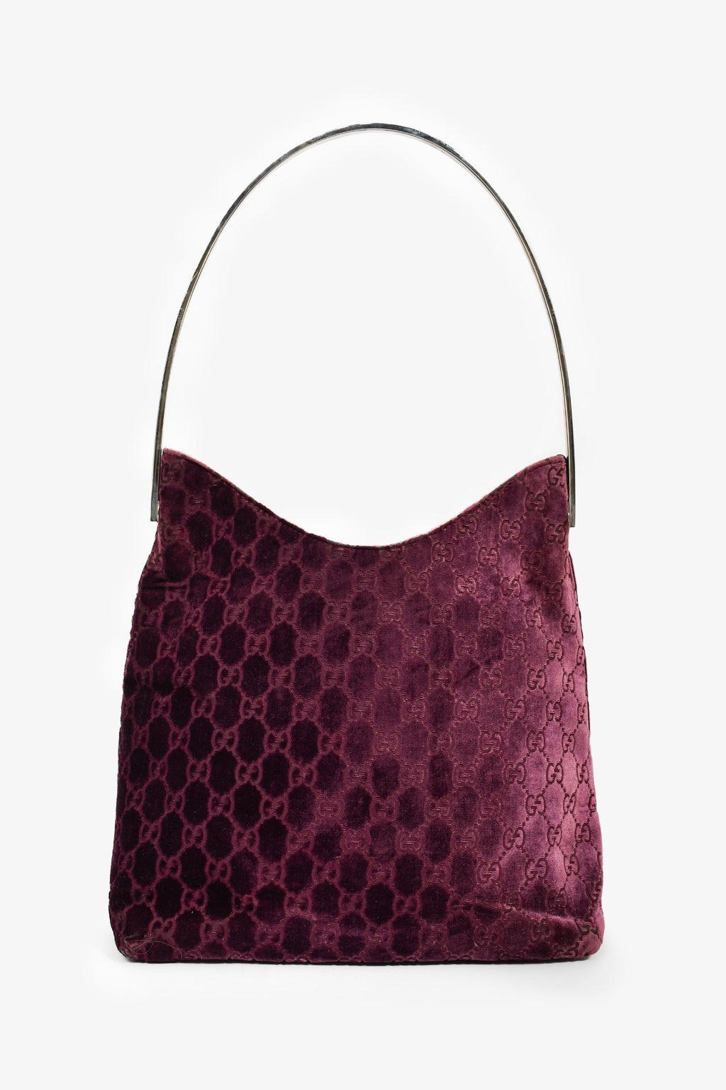 Gucci by Tom Ford 1997 Purple Velvet GG Monogram Shoulder Bag