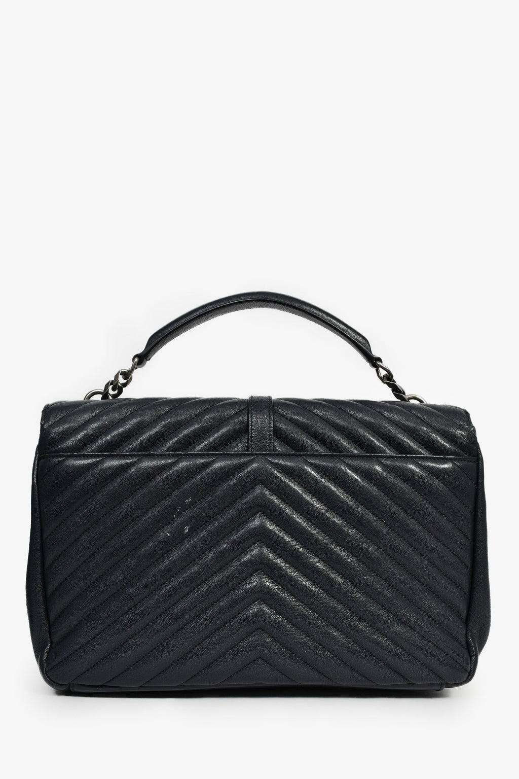 Saint Laurent 2016 Navy Leather Chevron Large Envelope Bag