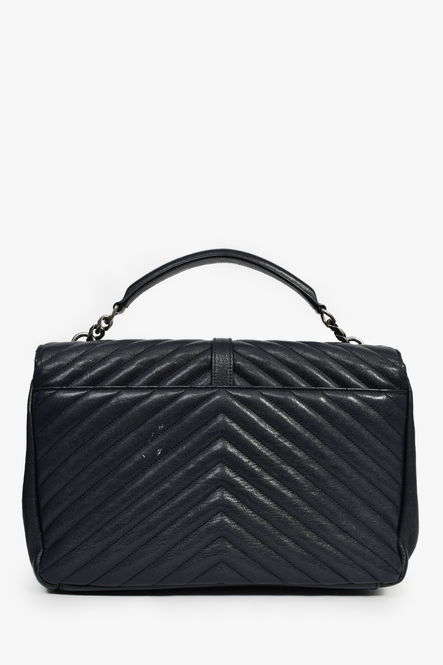 Saint Laurent 2016 Navy Leather Chevron Large Envelope Bag