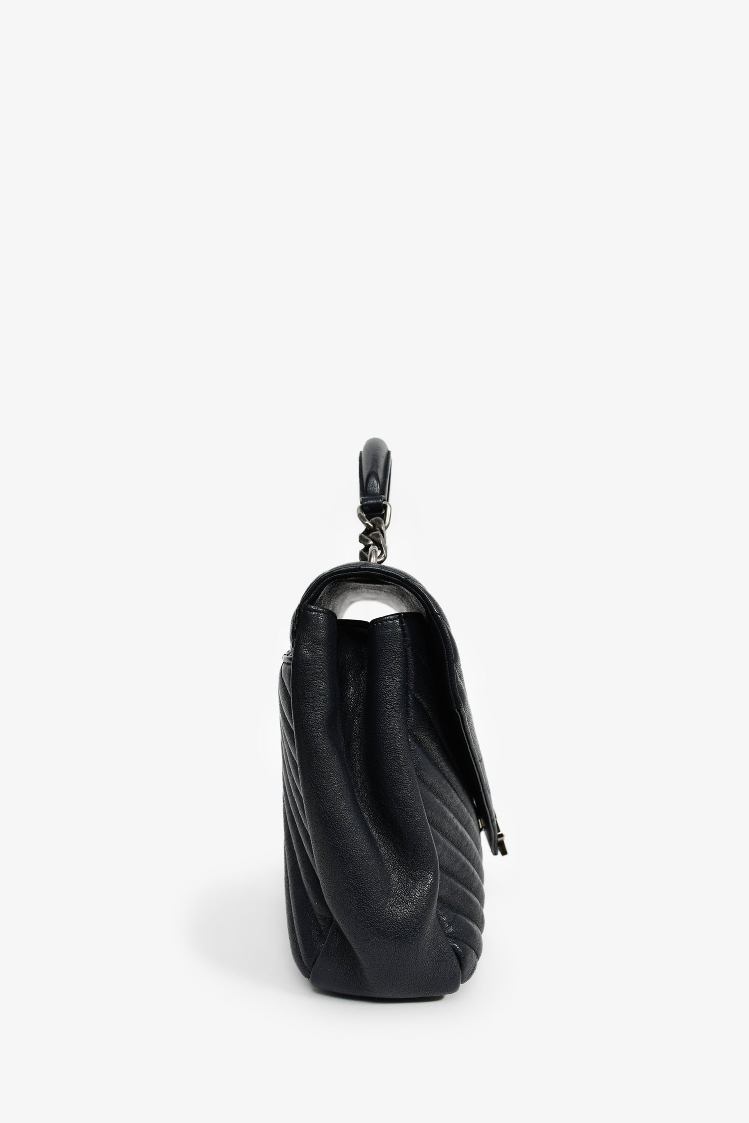 Saint Laurent 2016 Navy Leather Chevron Large Envelope Bag