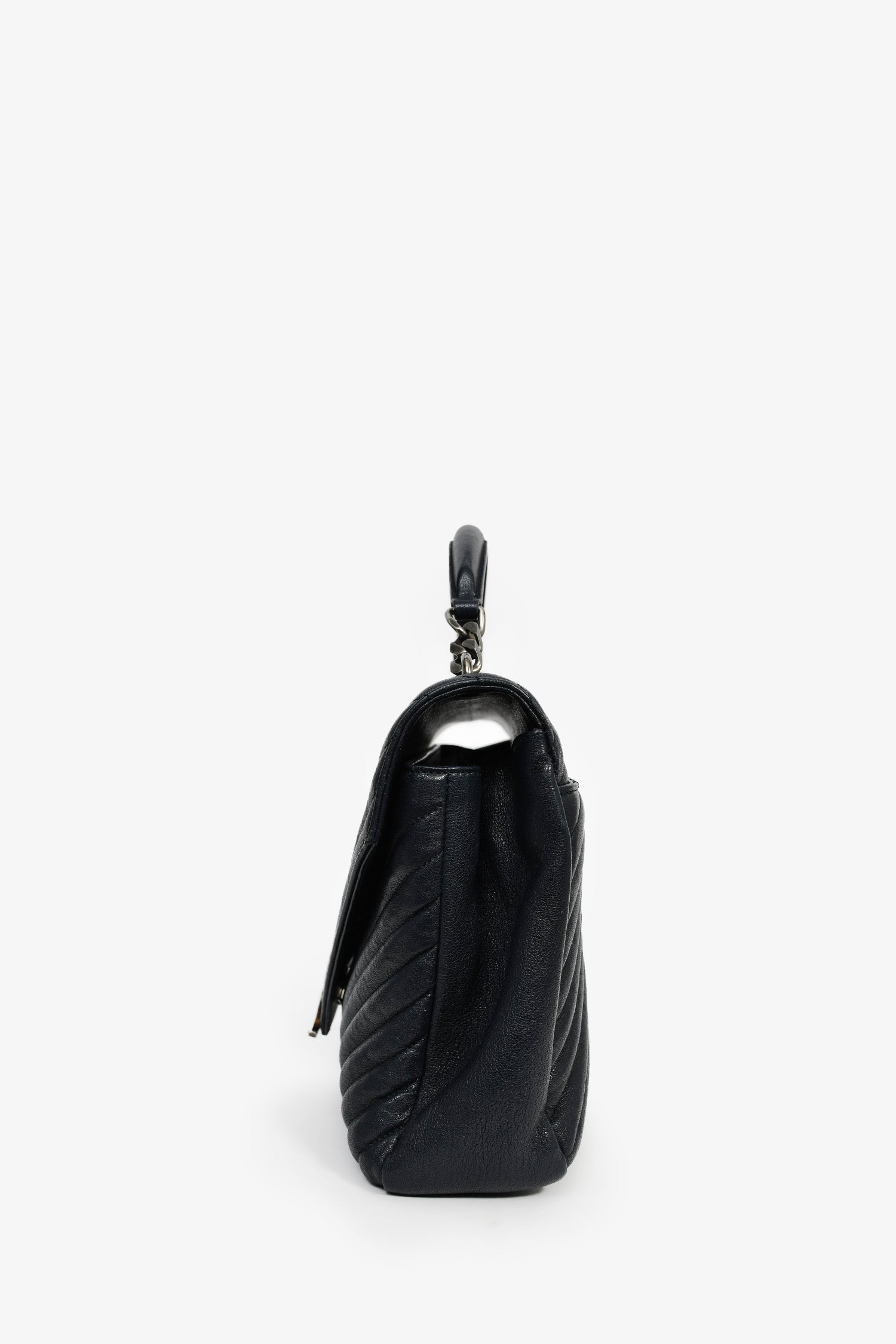 Saint Laurent 2016 Navy Leather Chevron Large Envelope Bag