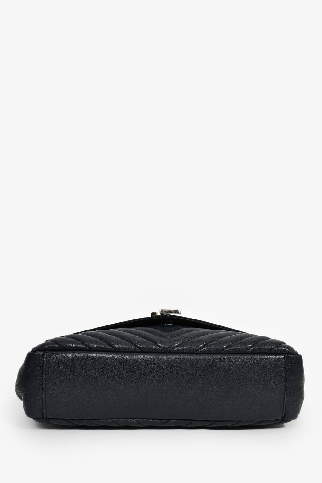 Saint Laurent 2016 Navy Leather Chevron Large Envelope Bag