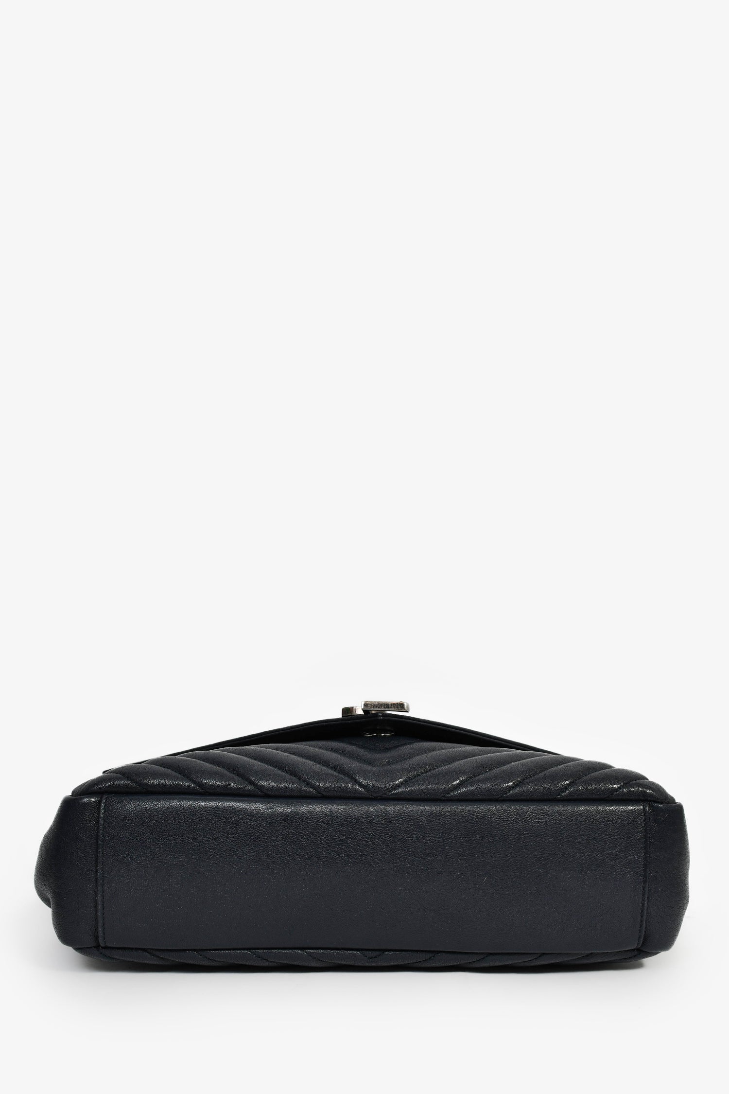 Saint Laurent 2016 Navy Leather Chevron Large Envelope Bag