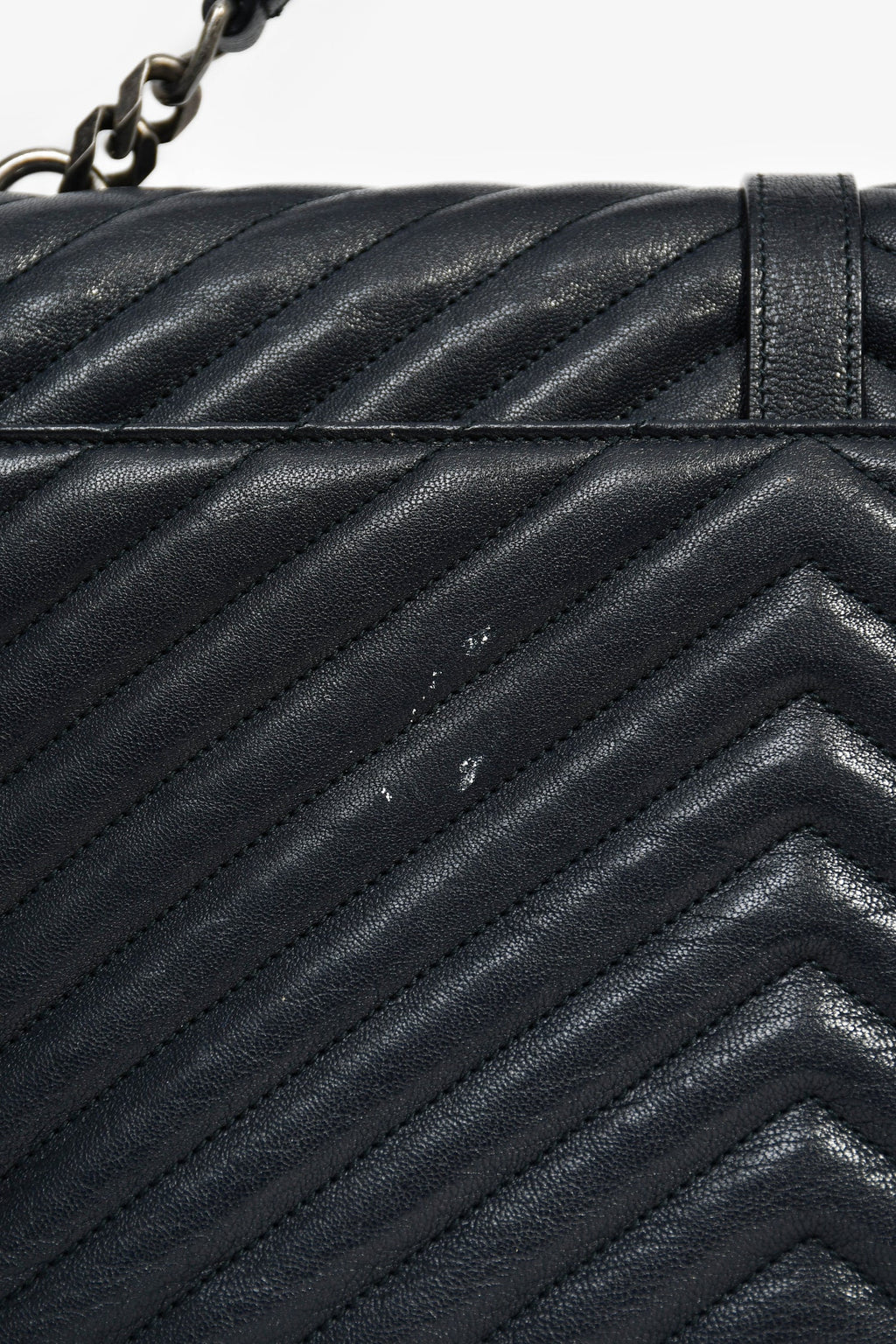Saint Laurent 2016 Navy Leather Chevron Large Envelope Bag