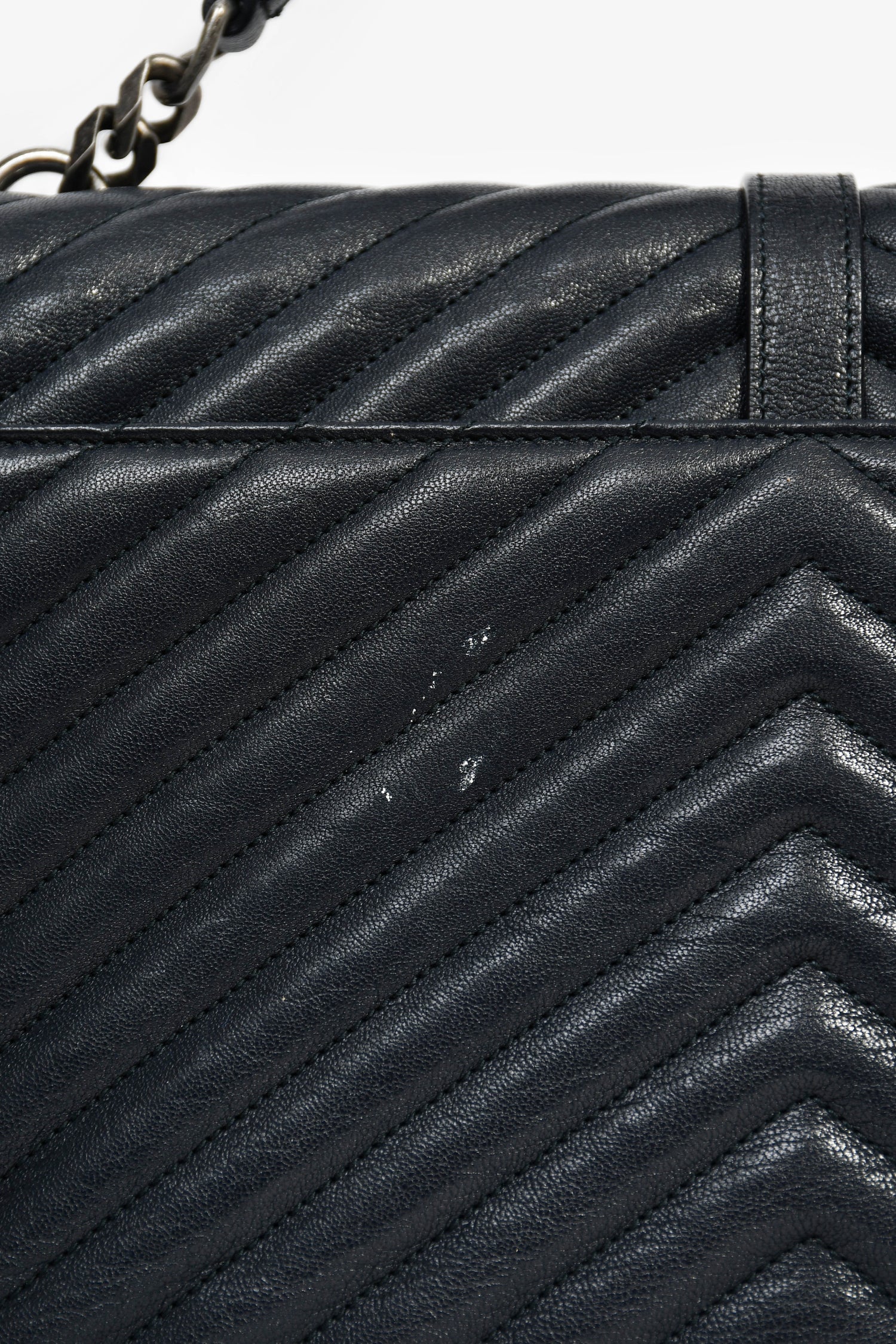 Saint Laurent 2016 Navy Leather Chevron Large Envelope Bag