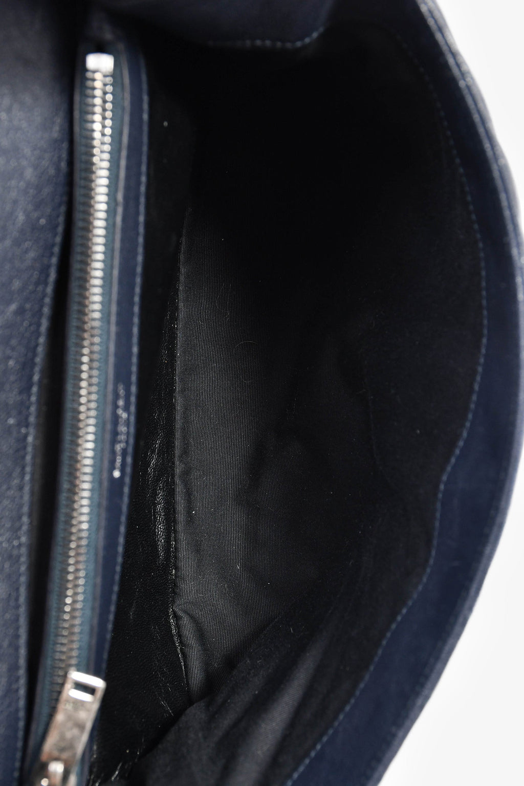 Saint Laurent 2016 Navy Leather Chevron Large Envelope Bag