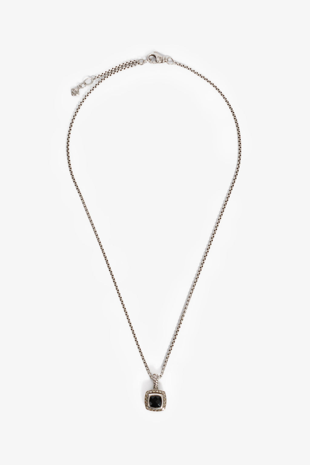 David Yurman Sterling Silver Black Onyx Diamonds Petite Albion® Pendant Necklace