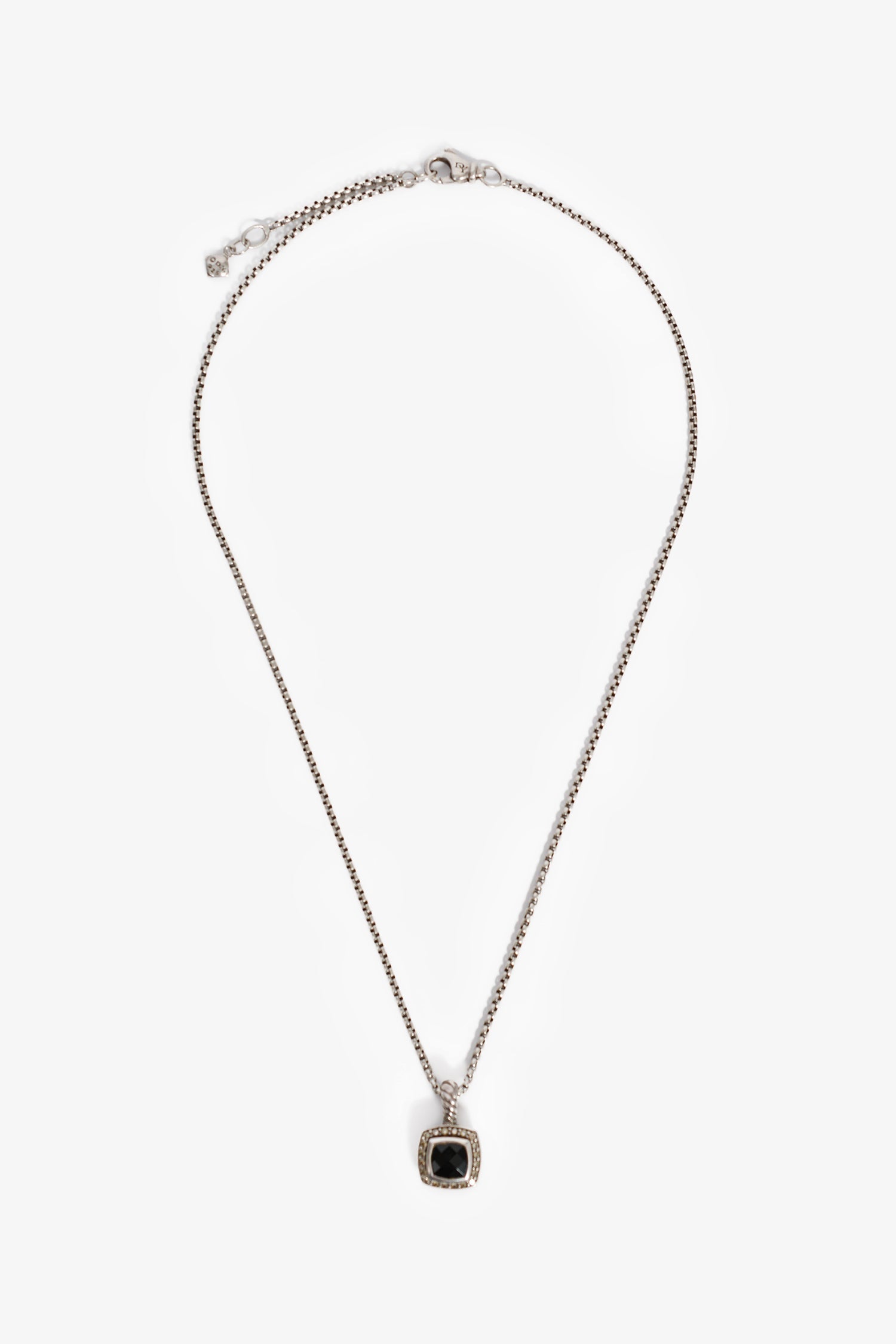 David Yurman Sterling Silver Black Onyx Diamonds Petite Albion® Pendant Necklace
