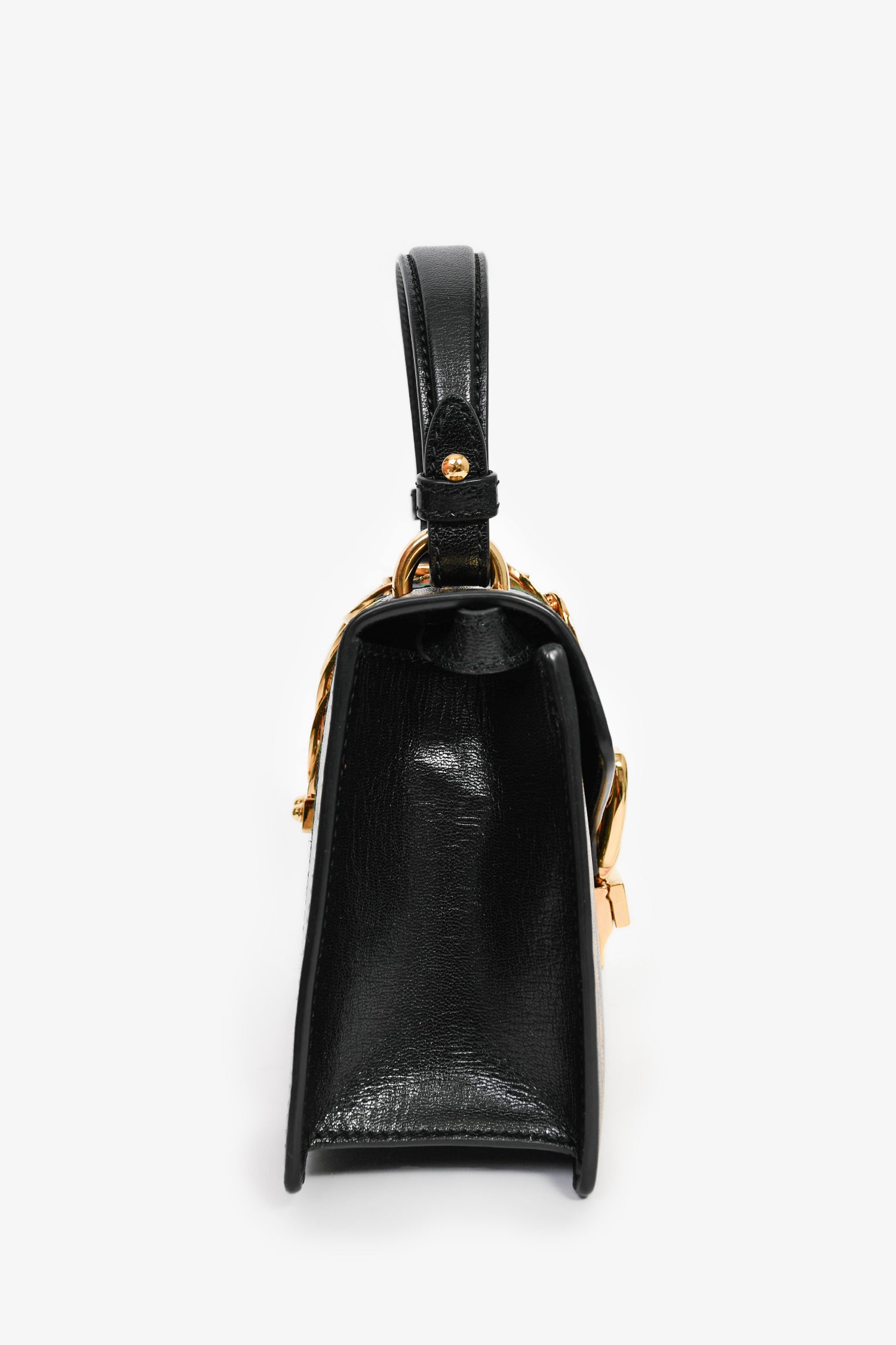 Gucci Limited Edition Black Leather Gold Star Mini Sylvie Top Handle