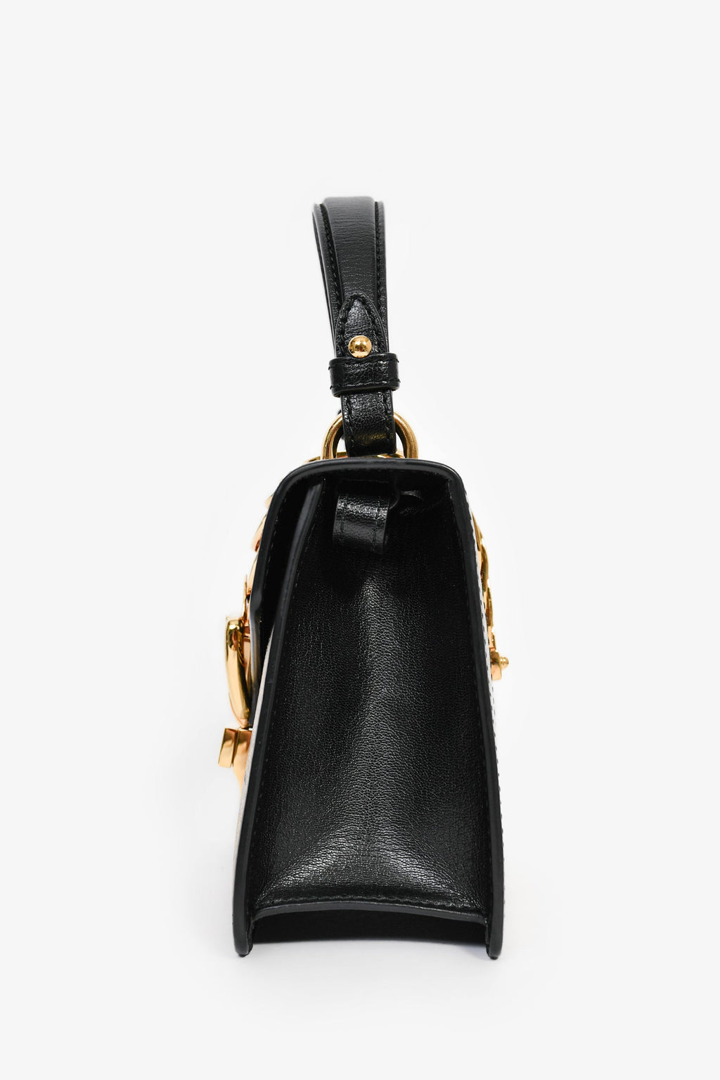 Gucci Limited Edition Black Leather Gold Star Mini Sylvie Top Handle