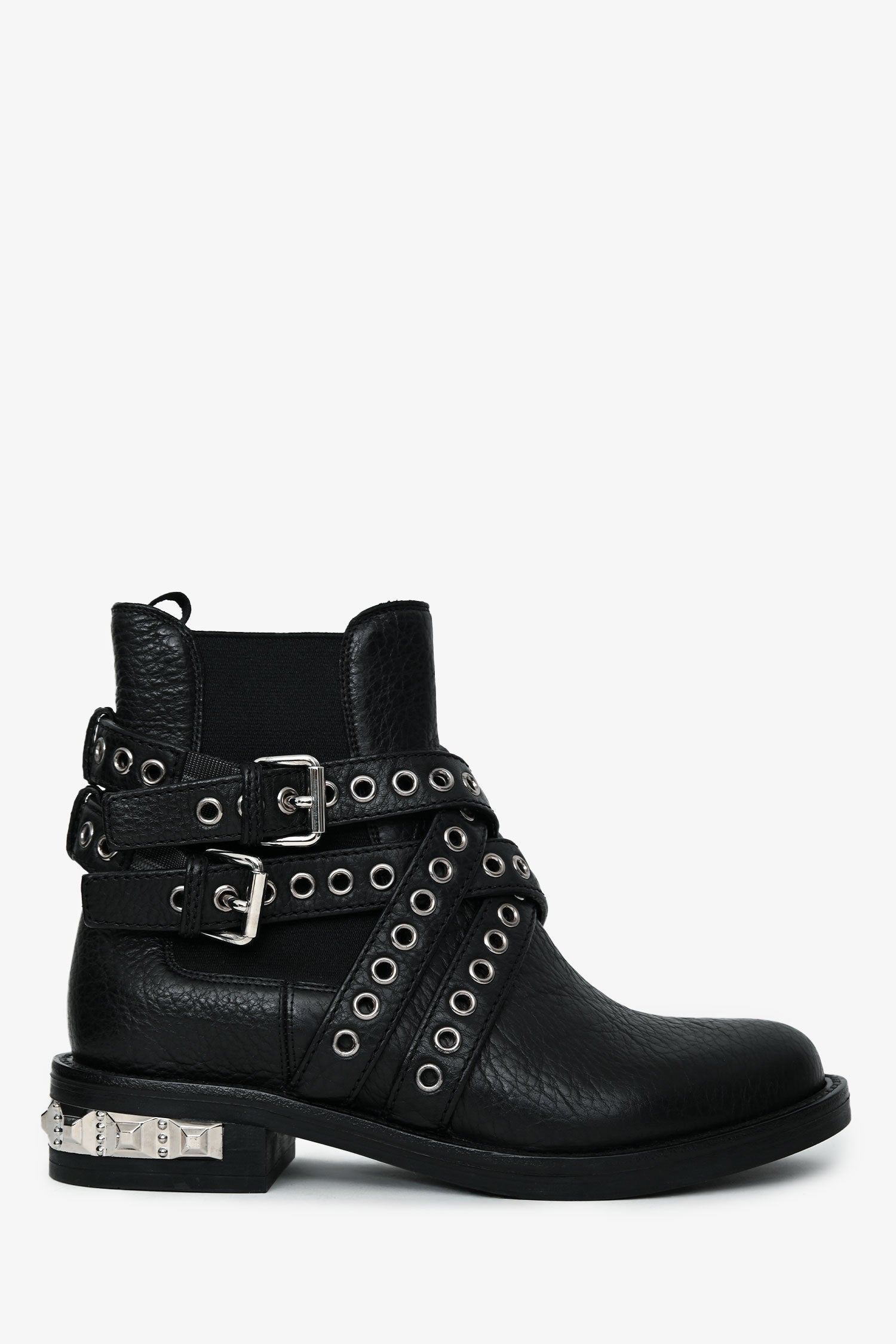Miu Miu Black Grained Leather Eyelet Buckled Ankle Boots Size 36