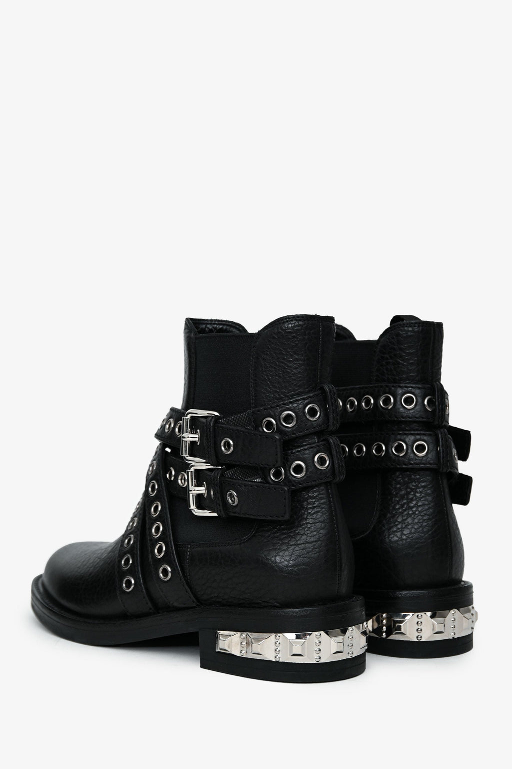 Miu Miu Black Grained Leather Eyelet Buckled Ankle Boots Size 36