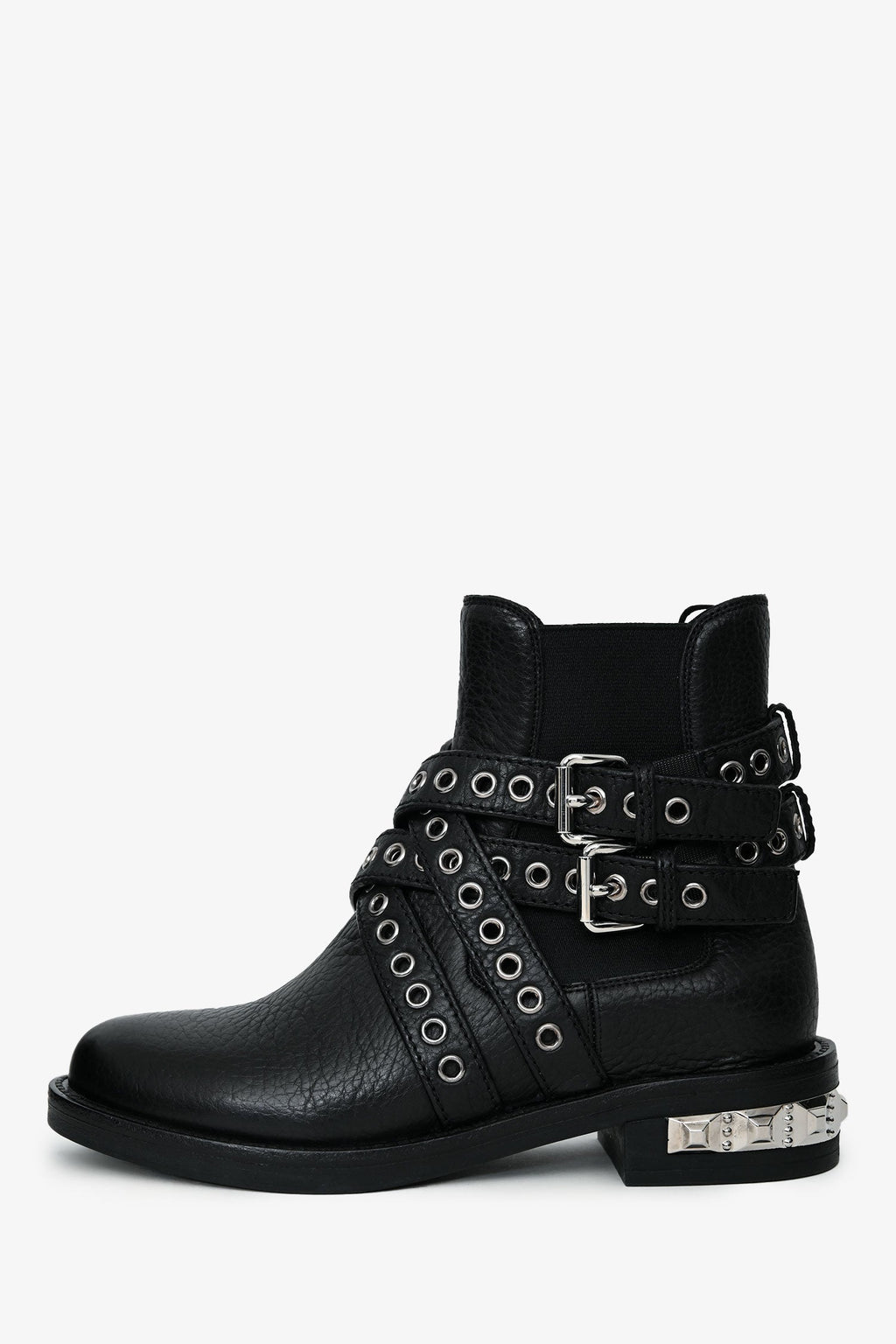 Miu Miu Black Grained Leather Eyelet Buckled Ankle Boots Size 36