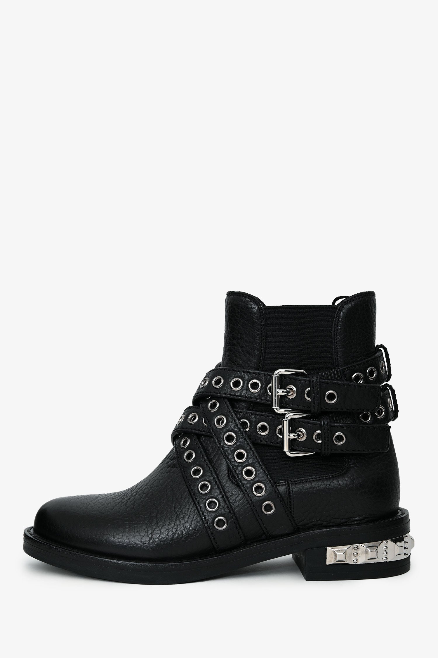 Miu Miu Black Grained Leather Eyelet Buckled Ankle Boots Size 36