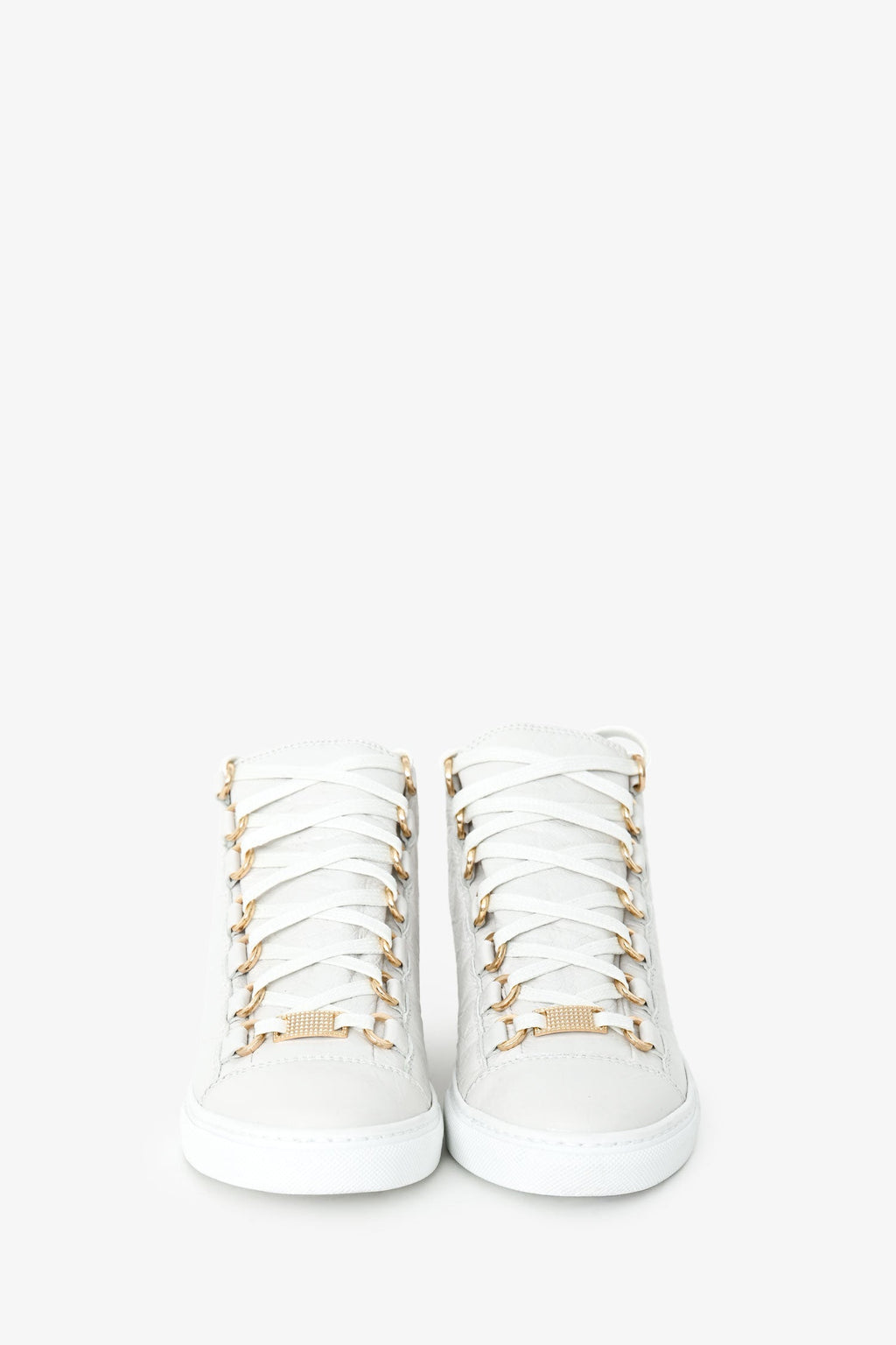 Balenciaga White Leather High Top Sneakers Size 35