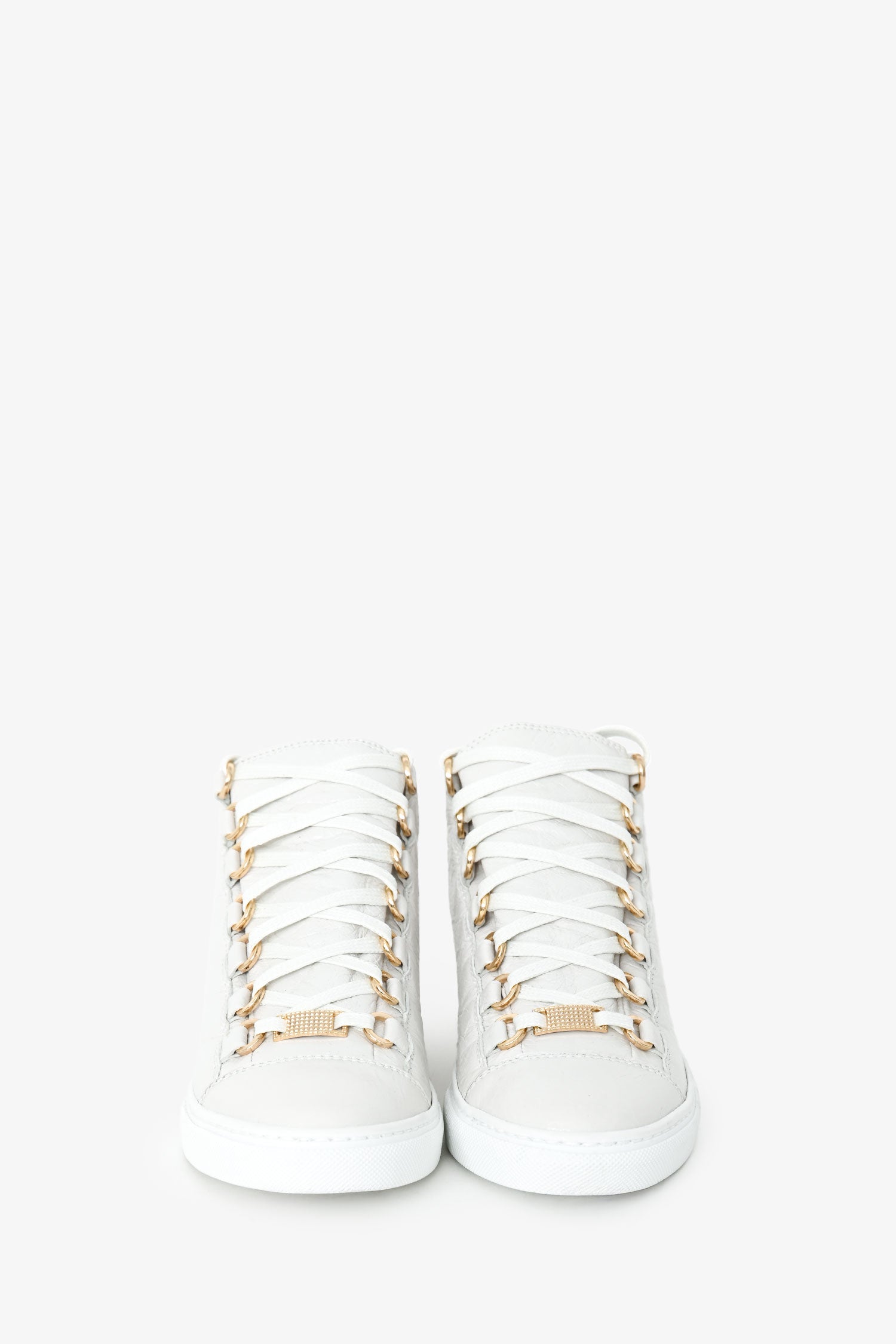 Balenciaga White Leather High Top Sneakers Size 35