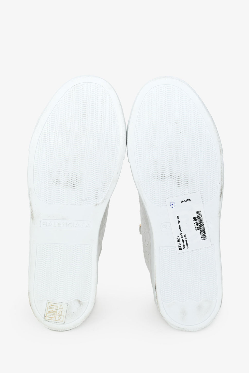 Balenciaga White Leather High Top Sneakers Size 35