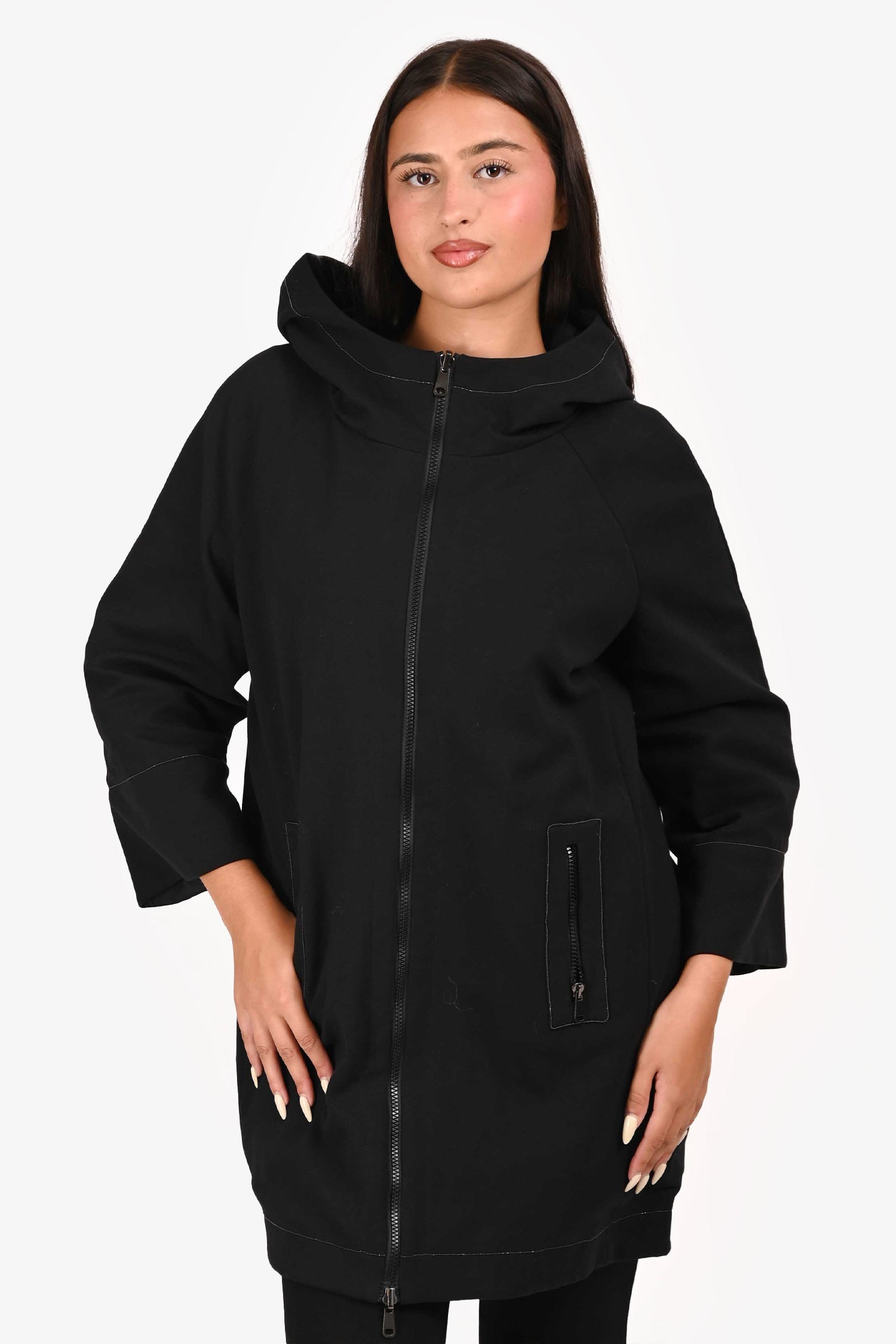 Brunello Cucinelli Black Hooded Reversible Jacket Size 42