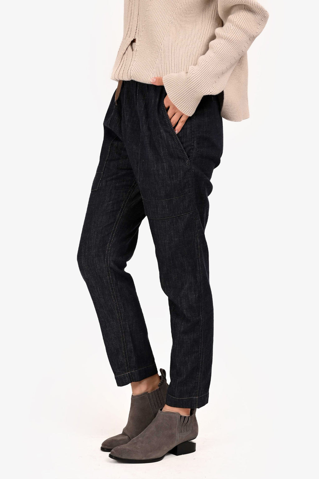 Brunello Cucinelli Dark Wash Drawstring Beaded Pocket Jeans Size 2