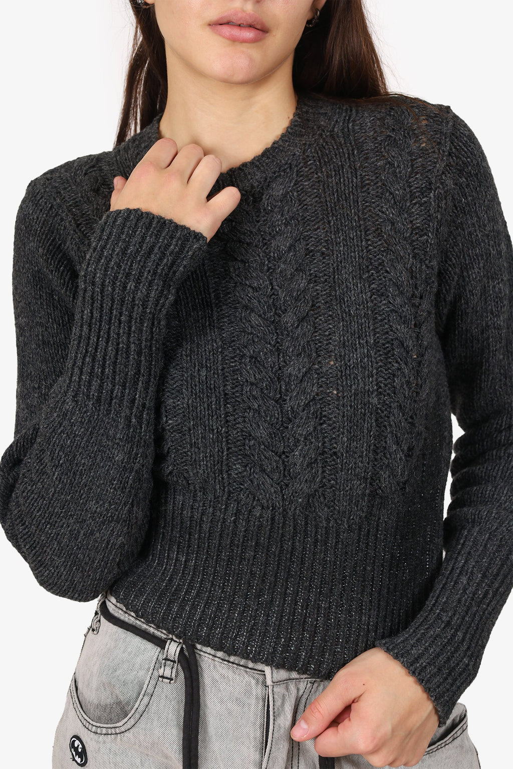 Maison Margiela Grey Wool Knit Cropped Sweater Size S