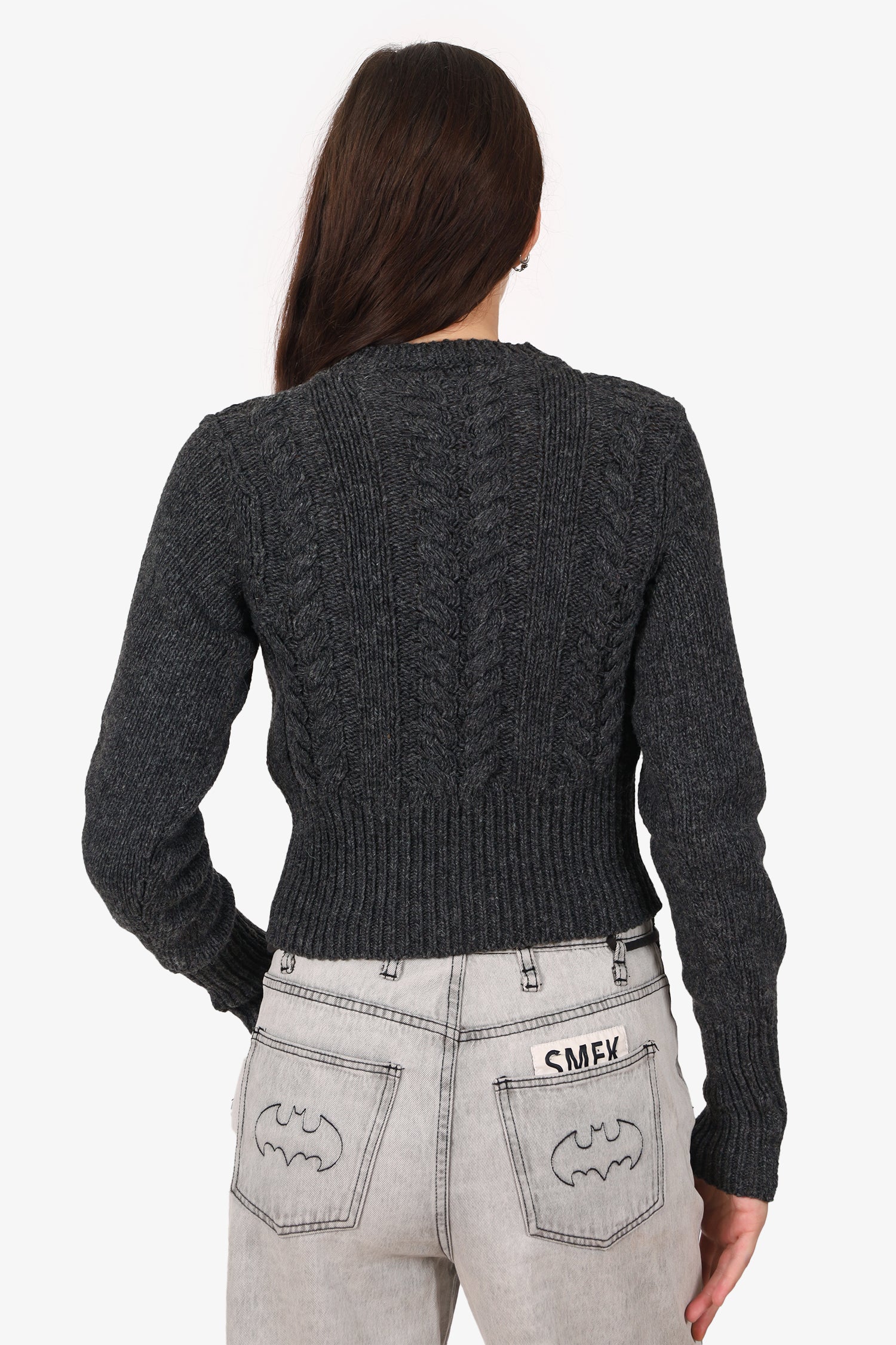 Maison Margiela Grey Wool Knit Cropped Sweater Size S