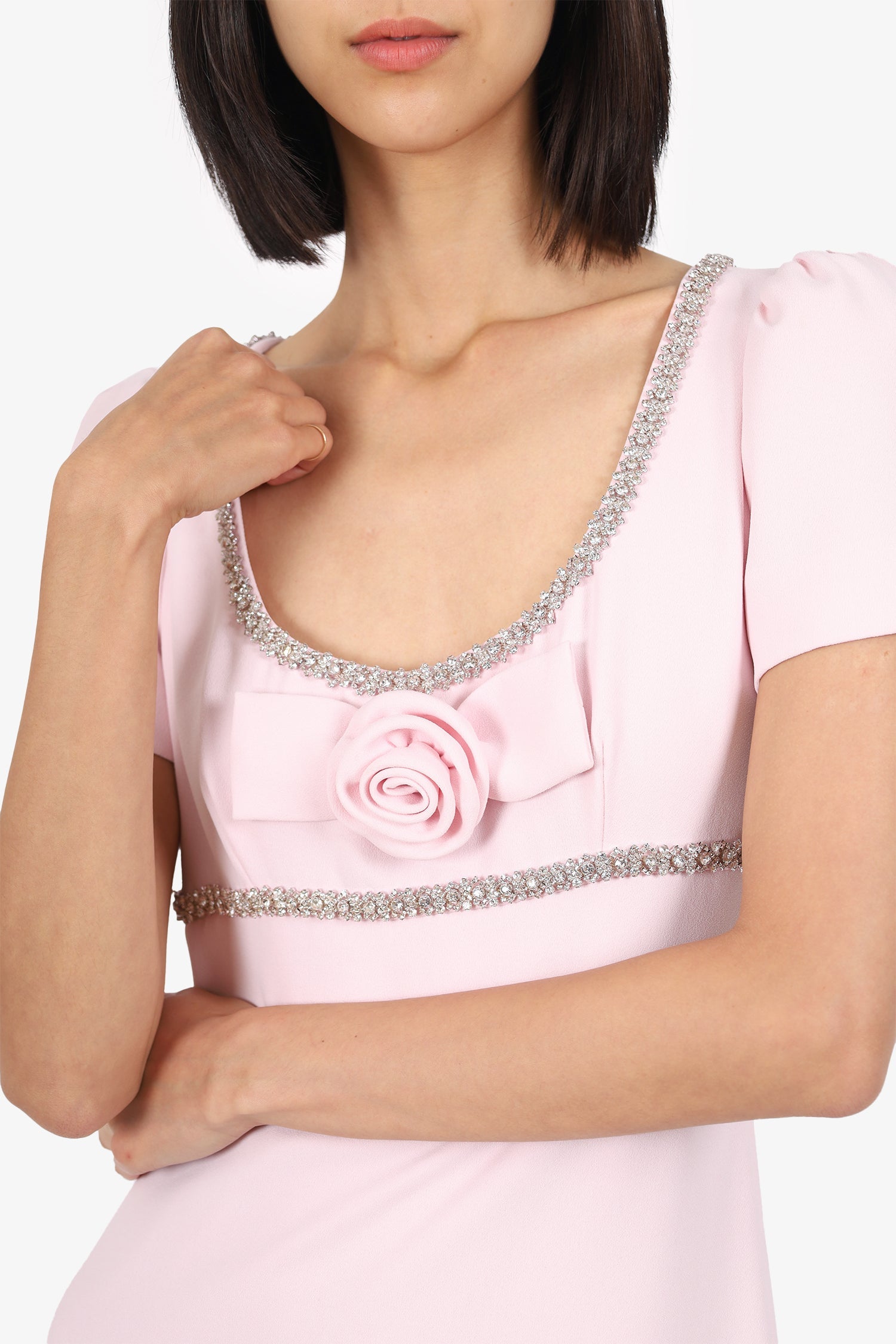 Self-Portrait Baby Pink Crêpe Embellished Gown Size 4