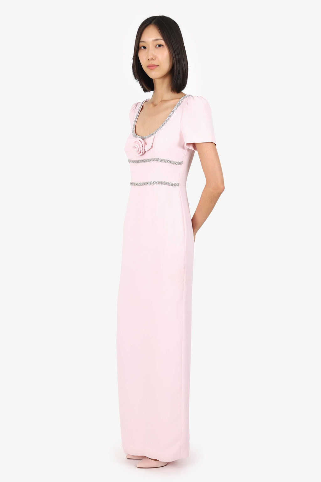 Self-Portrait Baby Pink Crêpe Embellished Gown Size 4