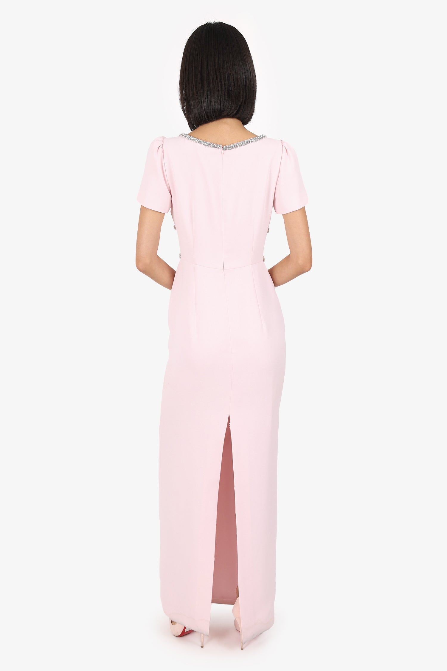 Self-Portrait Baby Pink Crêpe Embellished Gown Size 4