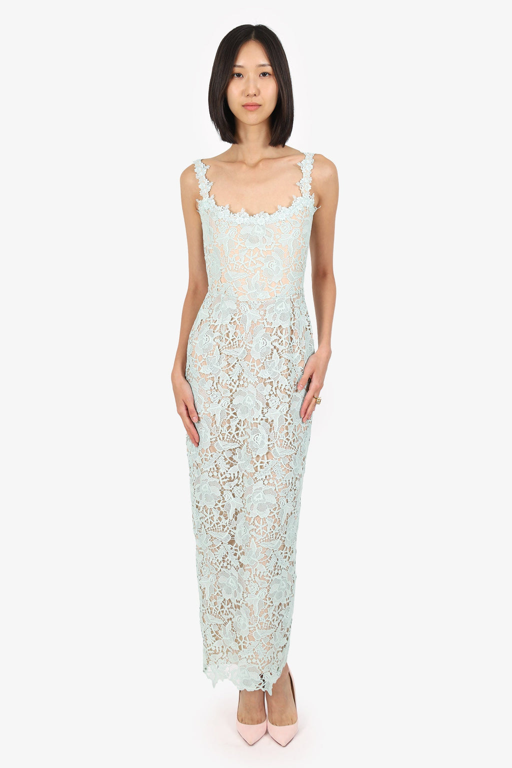 Saulee Turquoise Lace Gown Size 2